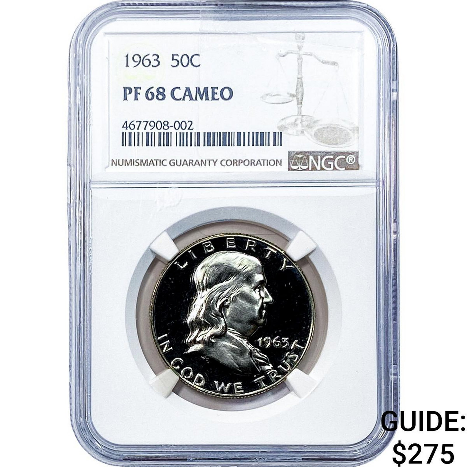 1963 Franklin Half Dollar NGC PF68 Cameo: 1963 Franklin Half Dollar NGC PF68 Cameo