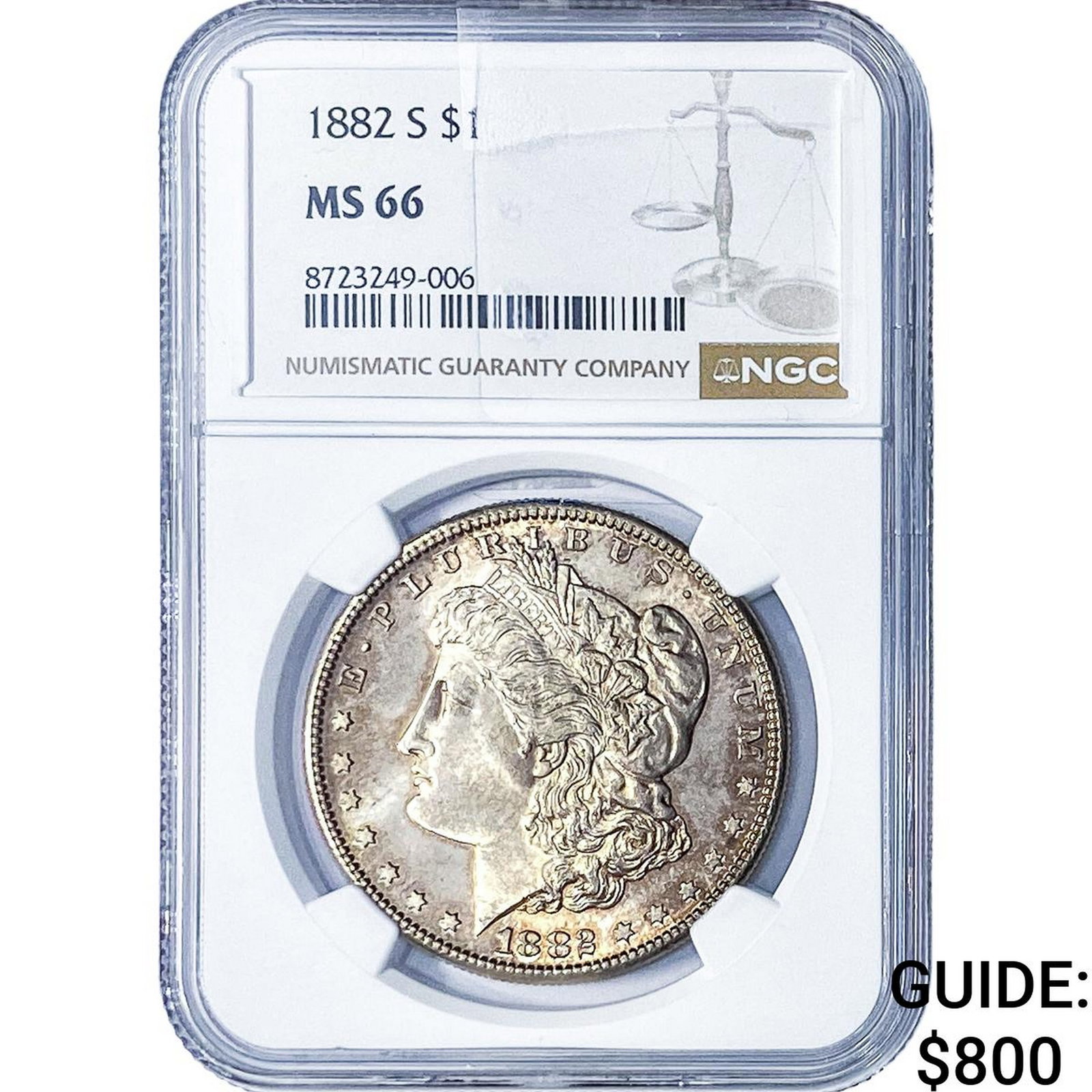 1882-S Morgan Silver Dollar NGC MS66: 1882-S Morgan Silver Dollar NGC MS66