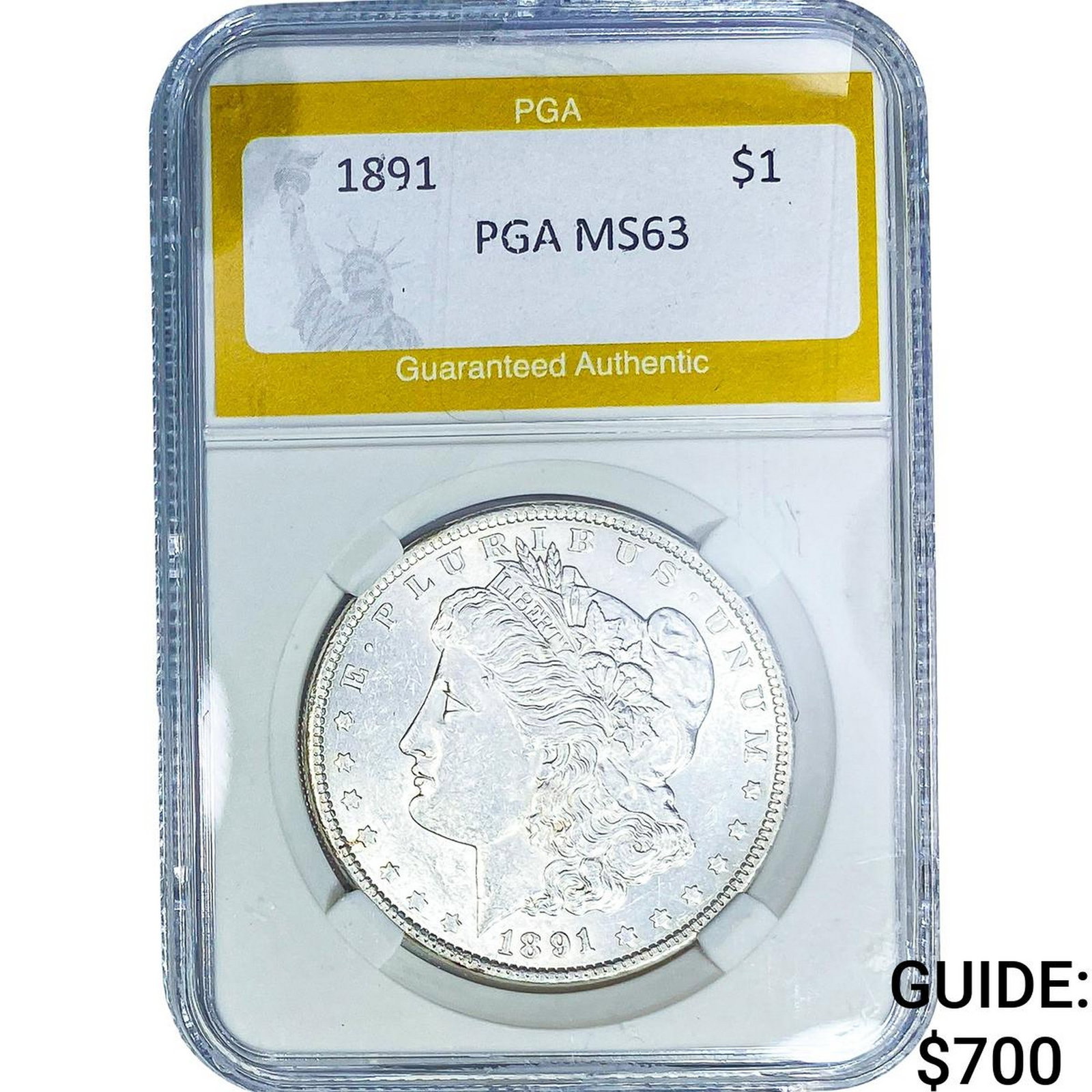 1891 Morgan Silver Dollar PGA MS63: 1891 Morgan Silver Dollar PGA MS63