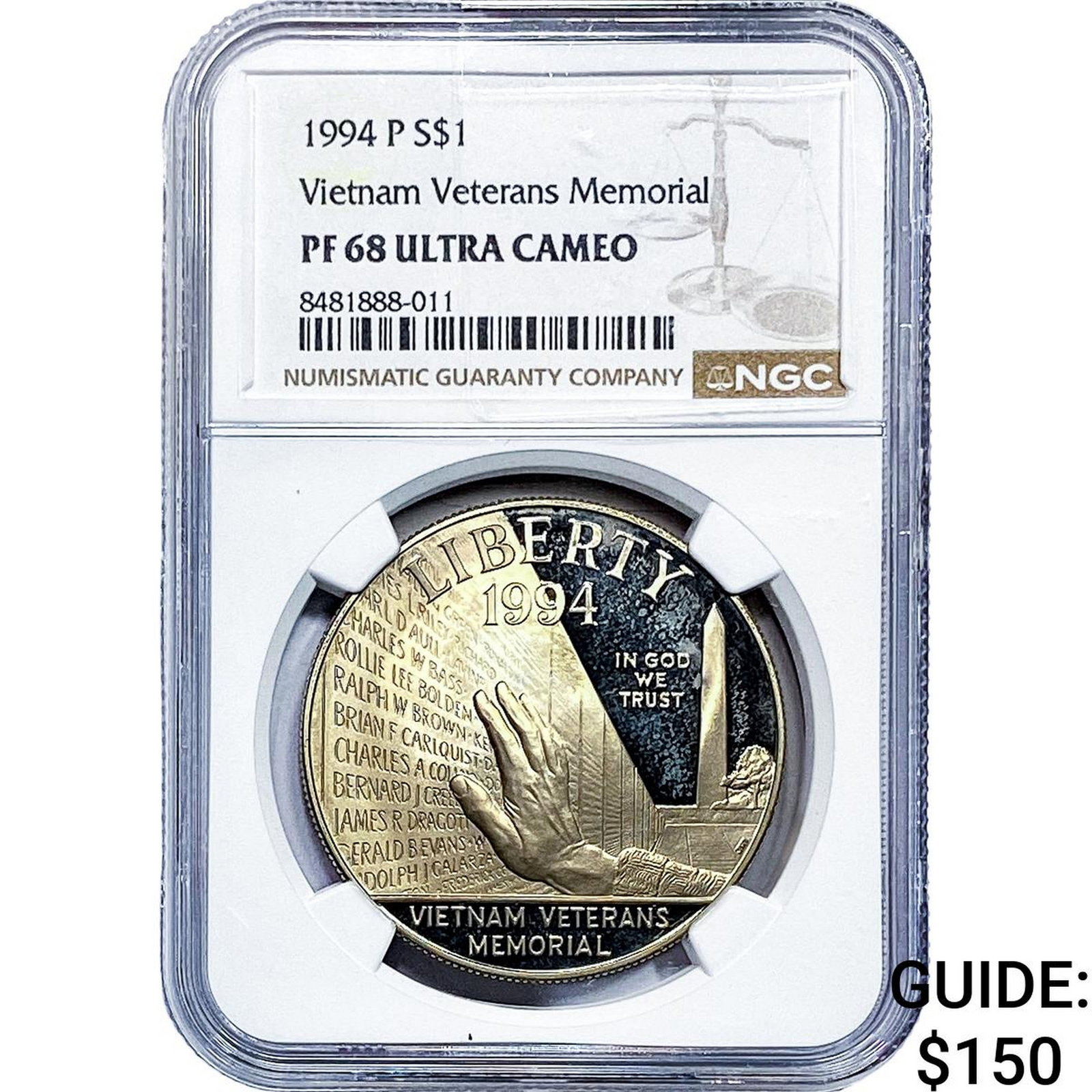 1994P Vietnam Veterans Memorial Silver $1 NGC PF68 Ultra Cameo (1 of 2)