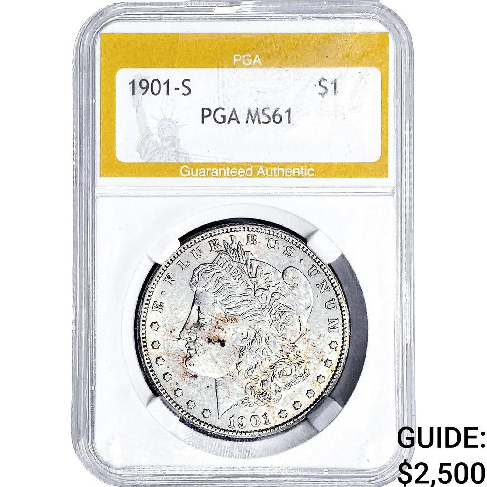 1901-S Morgan Silver Dollar PGA MS61: 1901-S Morgan Silver Dollar PGA MS61