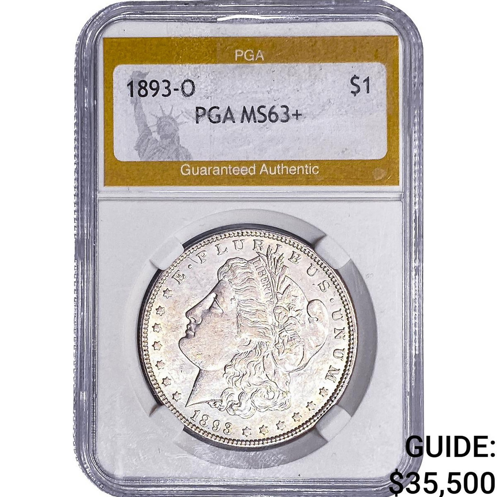 1893-O Morgan Silver Dollar PGA MS63+: 1893-O Morgan Silver Dollar PGA MS63+
