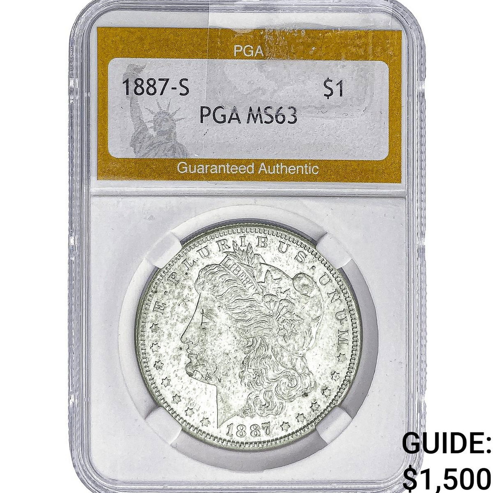 1887-S Morgan Silver Dollar PGA MS63: 1887-S Morgan Silver Dollar PGA MS63