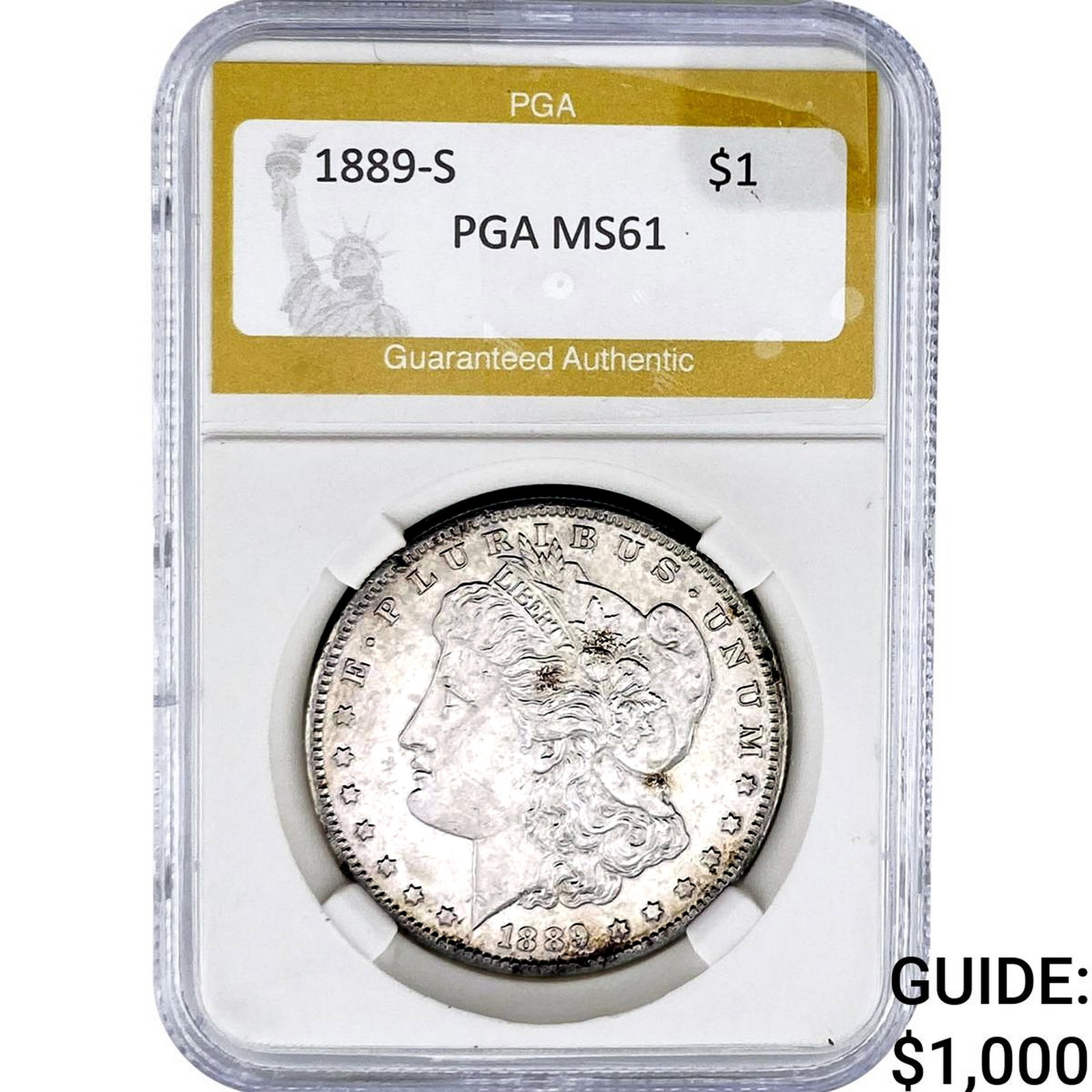 1889-S Morgan Silver Dollar PGA MS61: 1889-S Morgan Silver Dollar PGA MS61