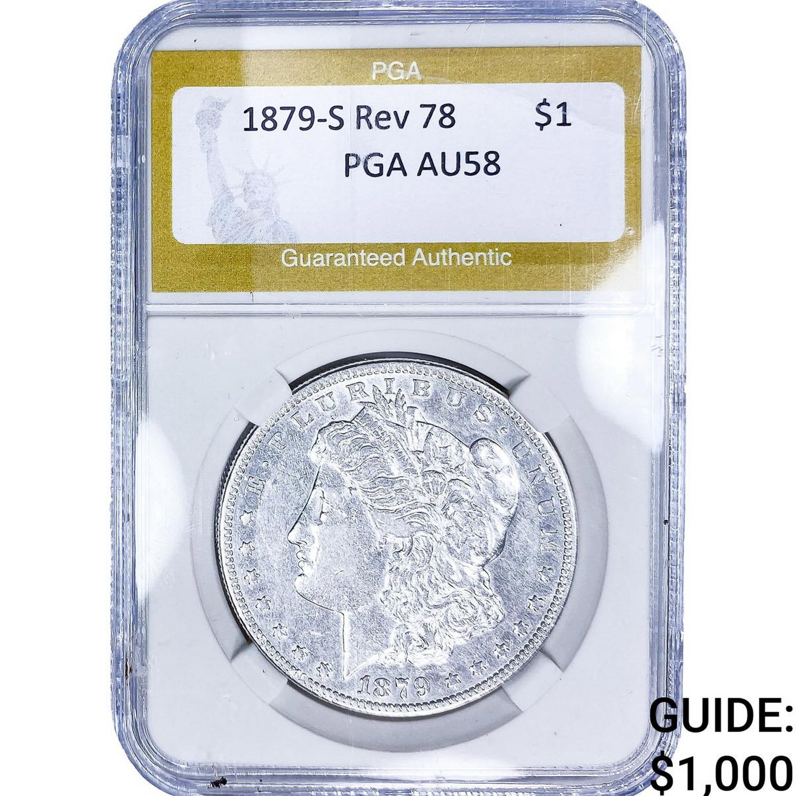1879-S Rev 78 Morgan Silver Dollar PGA AU58 (1 of 2)