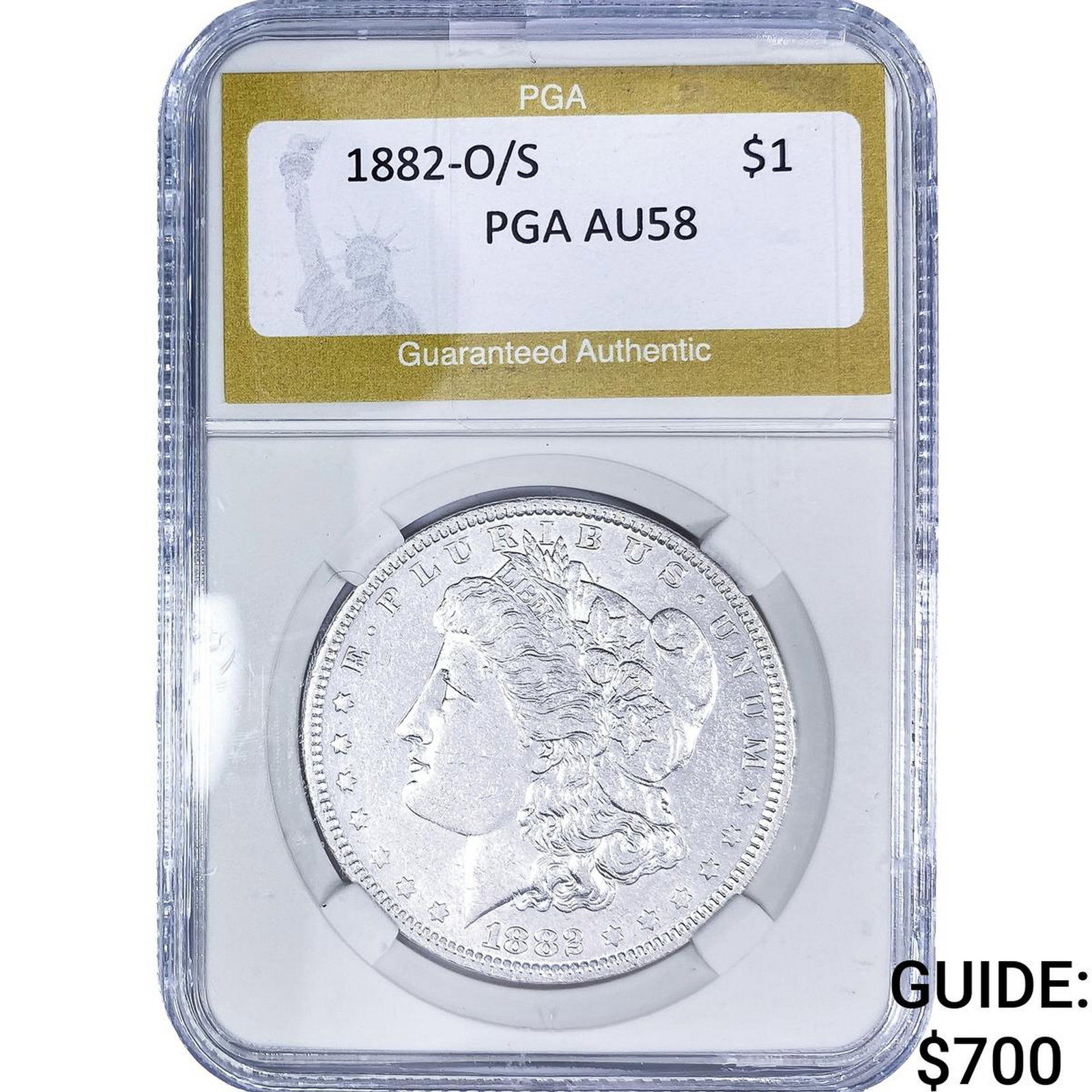 1882-O/S Morgan Silver Dollar PGA AU58 (1 of 2)