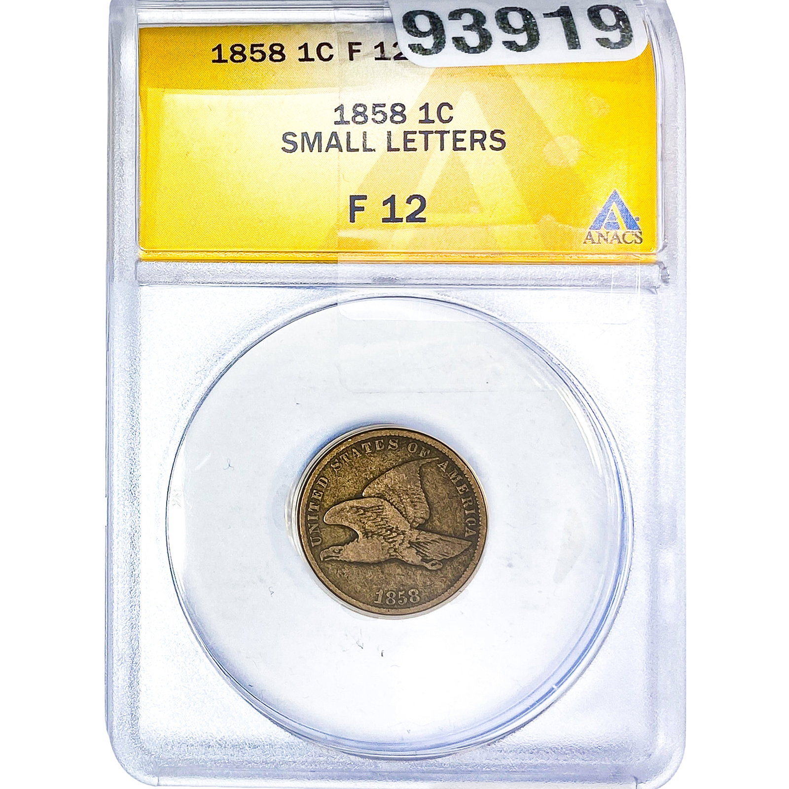 1858 Flying Eagle Cent ANACS F12 Small Letters (1 of 2)