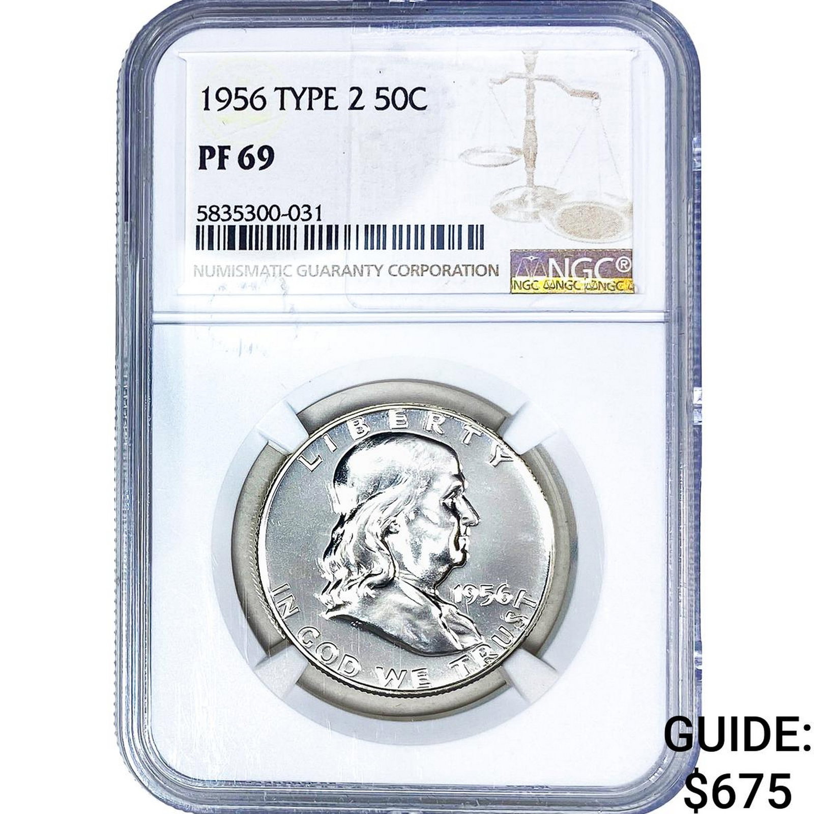 1956 Franklin Half Dollar NGC PF69 Type 2 (1 of 2)