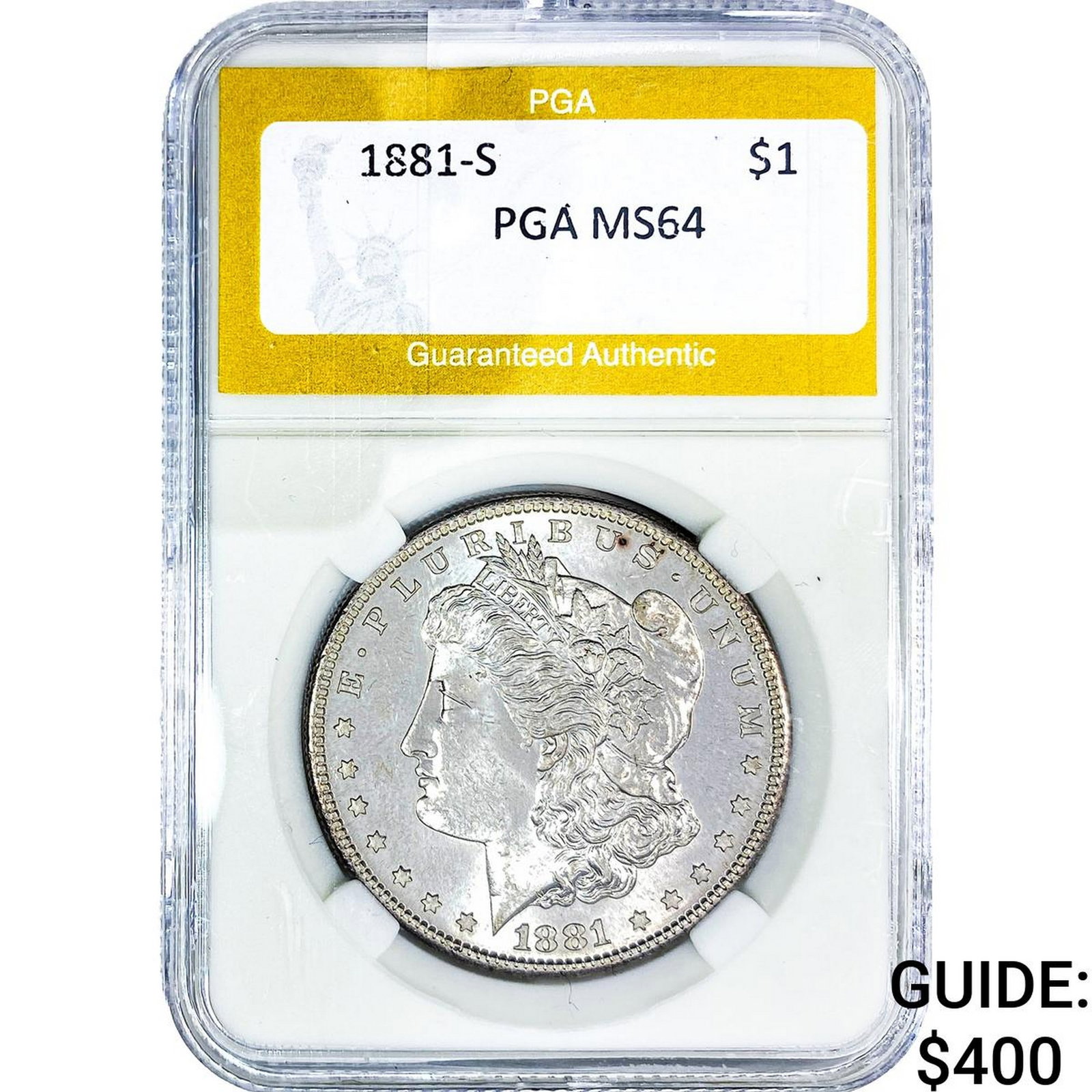 1881-S Morgan Silver Dollar PGA MS64: 1881-S Morgan Silver Dollar PGA MS64
