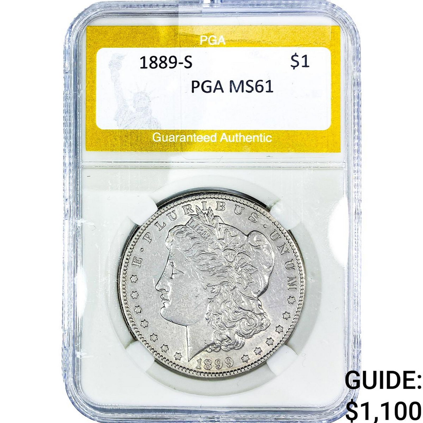 1889-S Morgan Silver Dollar PGA MS61: 1889-S Morgan Silver Dollar PGA MS61