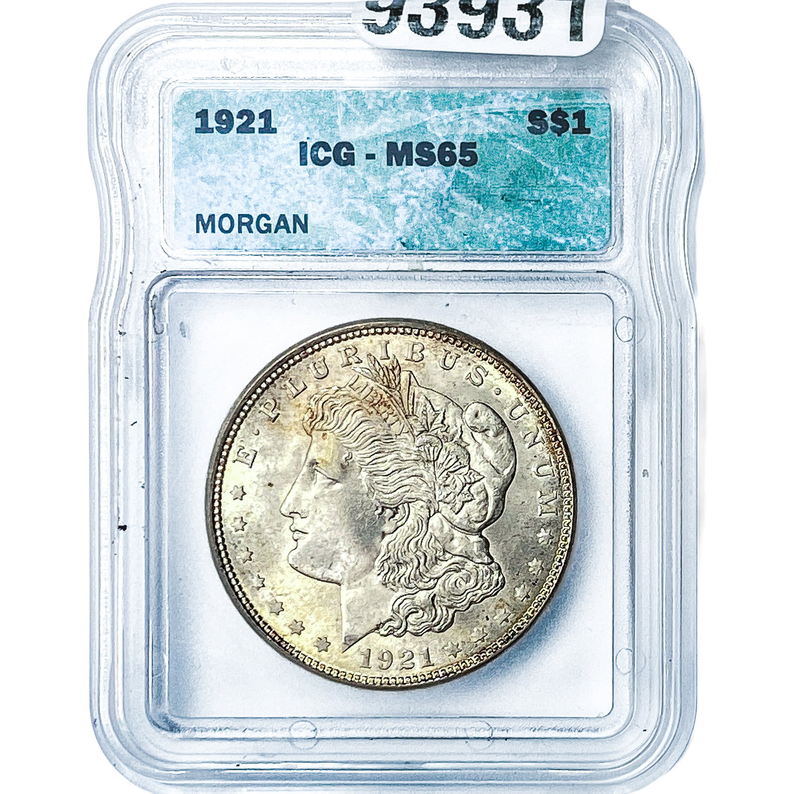 1921 Morgan Silver Dollar ICG MS65: 1921 Morgan Silver Dollar ICG MS65