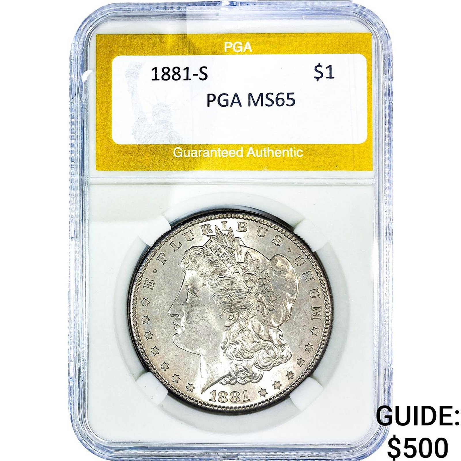 1881-S Morgan Silver Dollar PGA MS65: 1881-S Morgan Silver Dollar PGA MS65