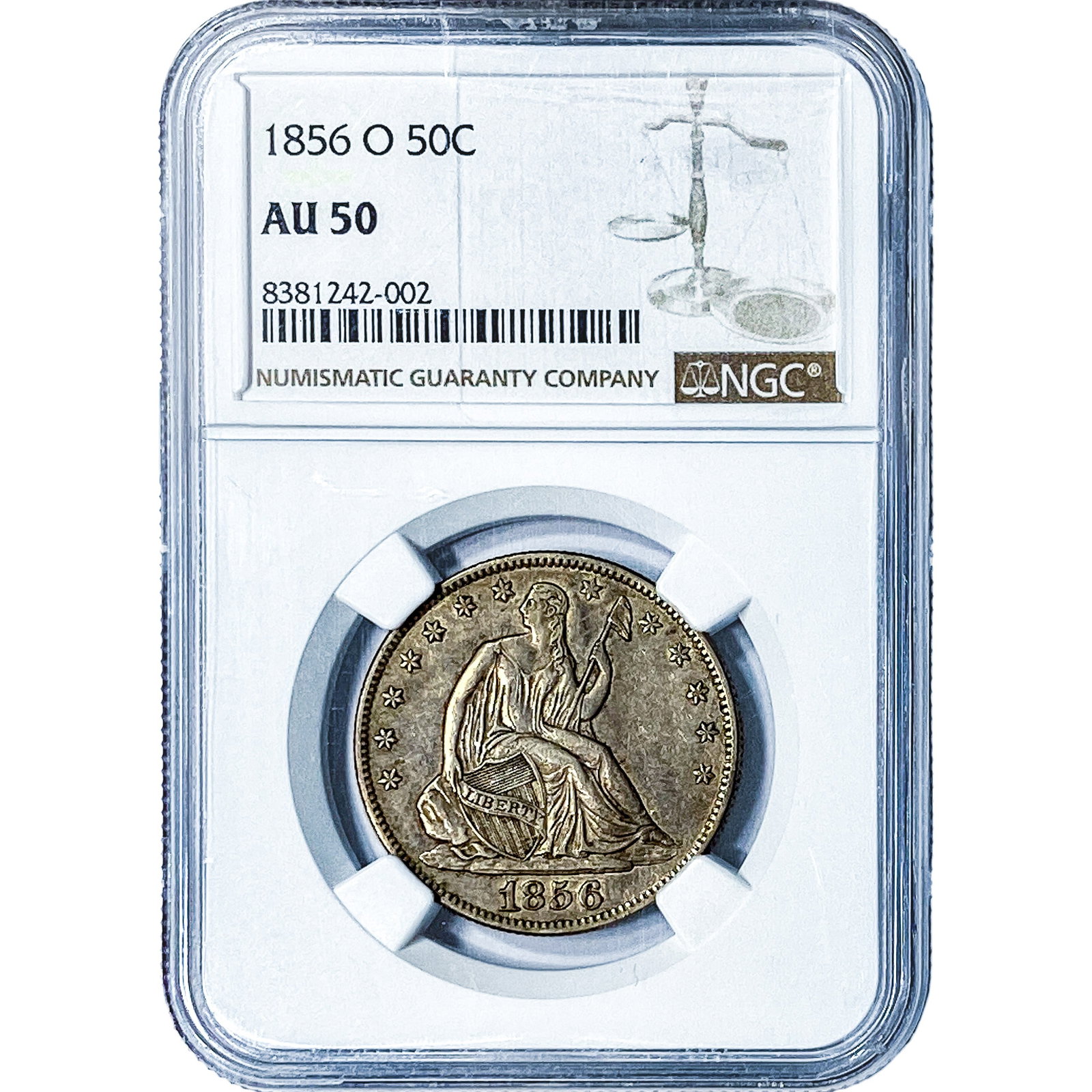 1856-O Seated Liberty Half Dollar NGC AU50: 1856-O Seated Liberty Half Dollar NGC AU50