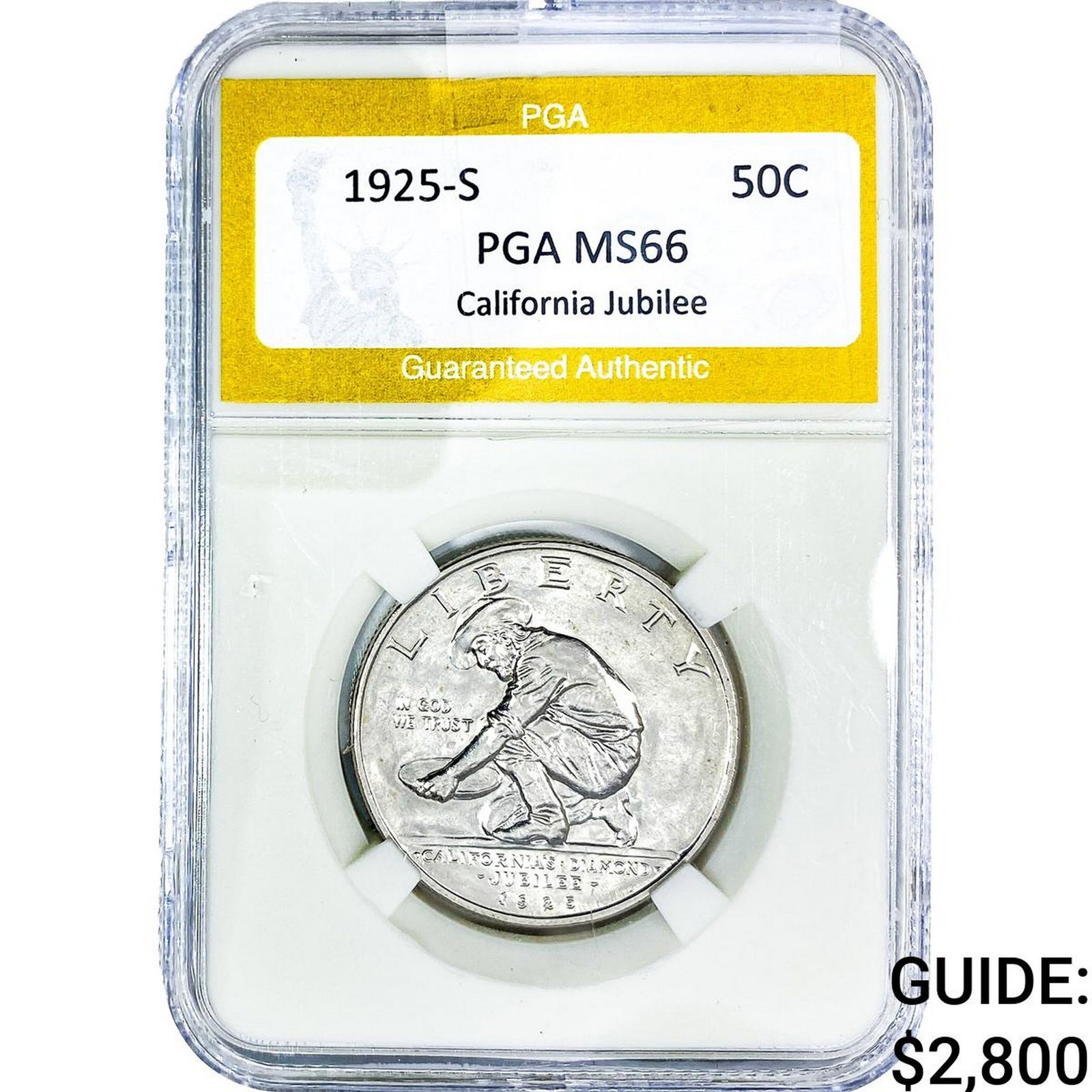 1925-S Jubilee Half Dollar PGA MS66: 1925-S Jubilee Half Dollar PGA MS66