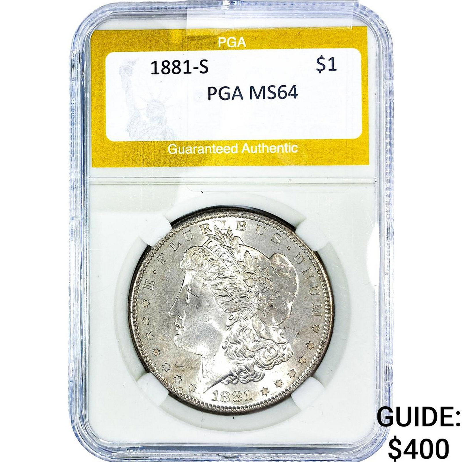 1881-S Morgan Silver Dollar PGA MS64: 1881-S Morgan Silver Dollar PGA MS64
