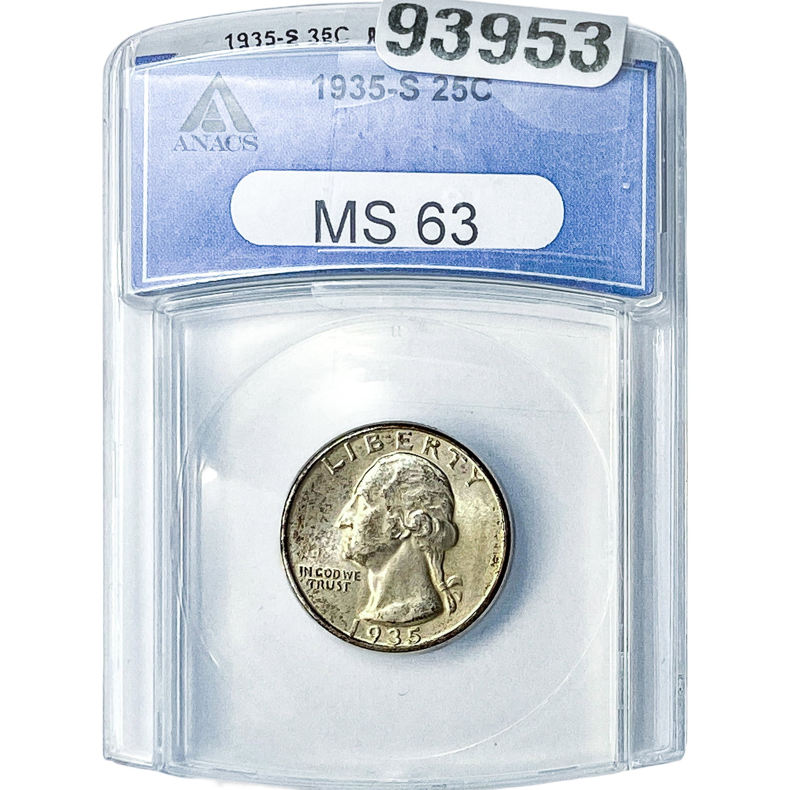 1935-S Washington Silver Quarter ANACS MS63 (1 of 2)
