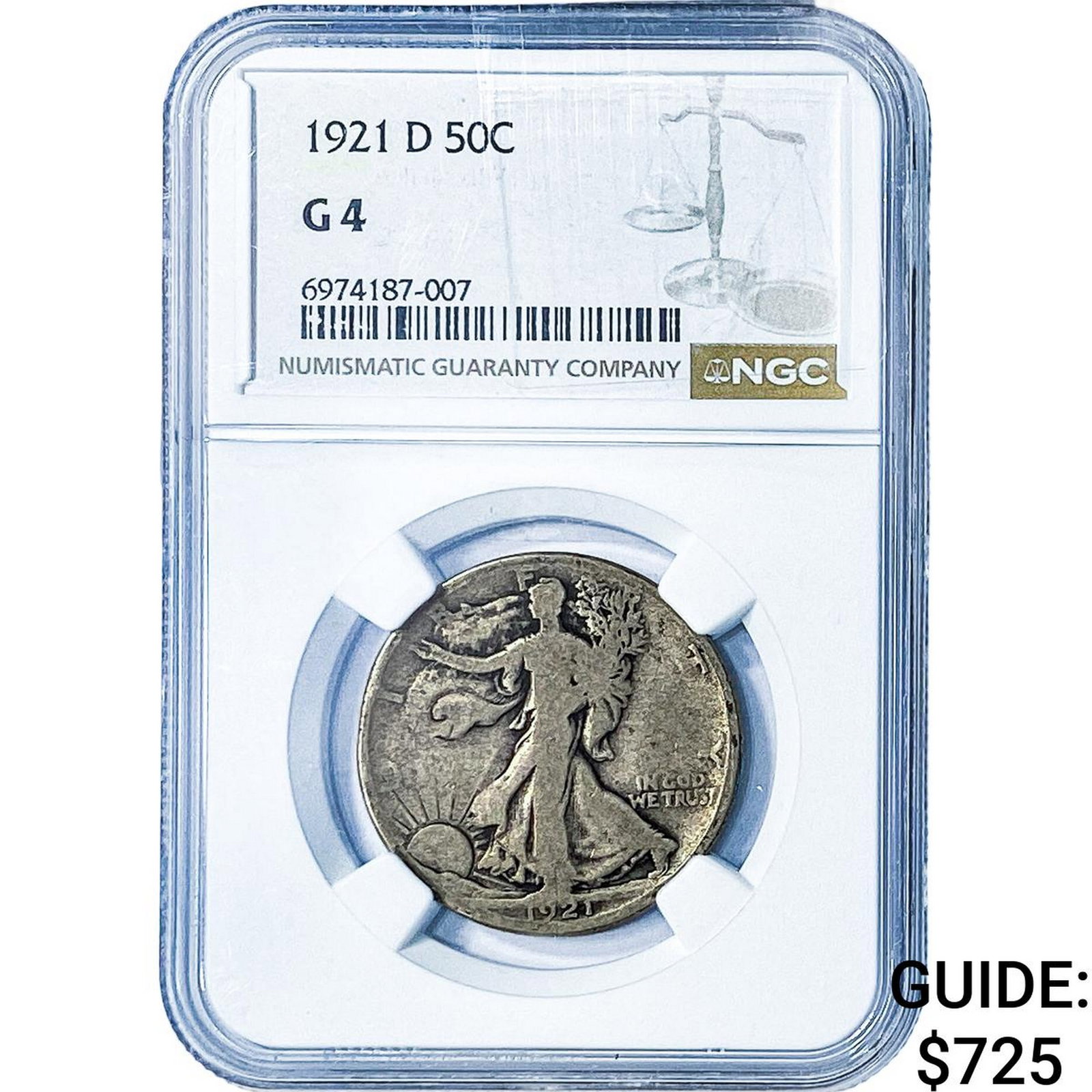 1921 Walking Liberty Half Dollar NGC G4: 1921 Walking Liberty Half Dollar NGC G4