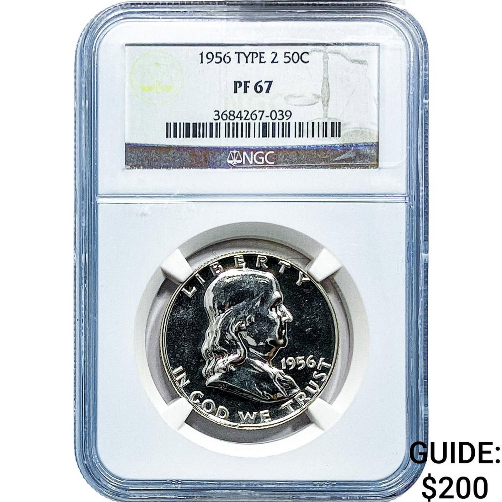 1956 Franklin Half Dollar NGC PF67 Type 2: 1956 Franklin Half Dollar NGC PF67 Type 2