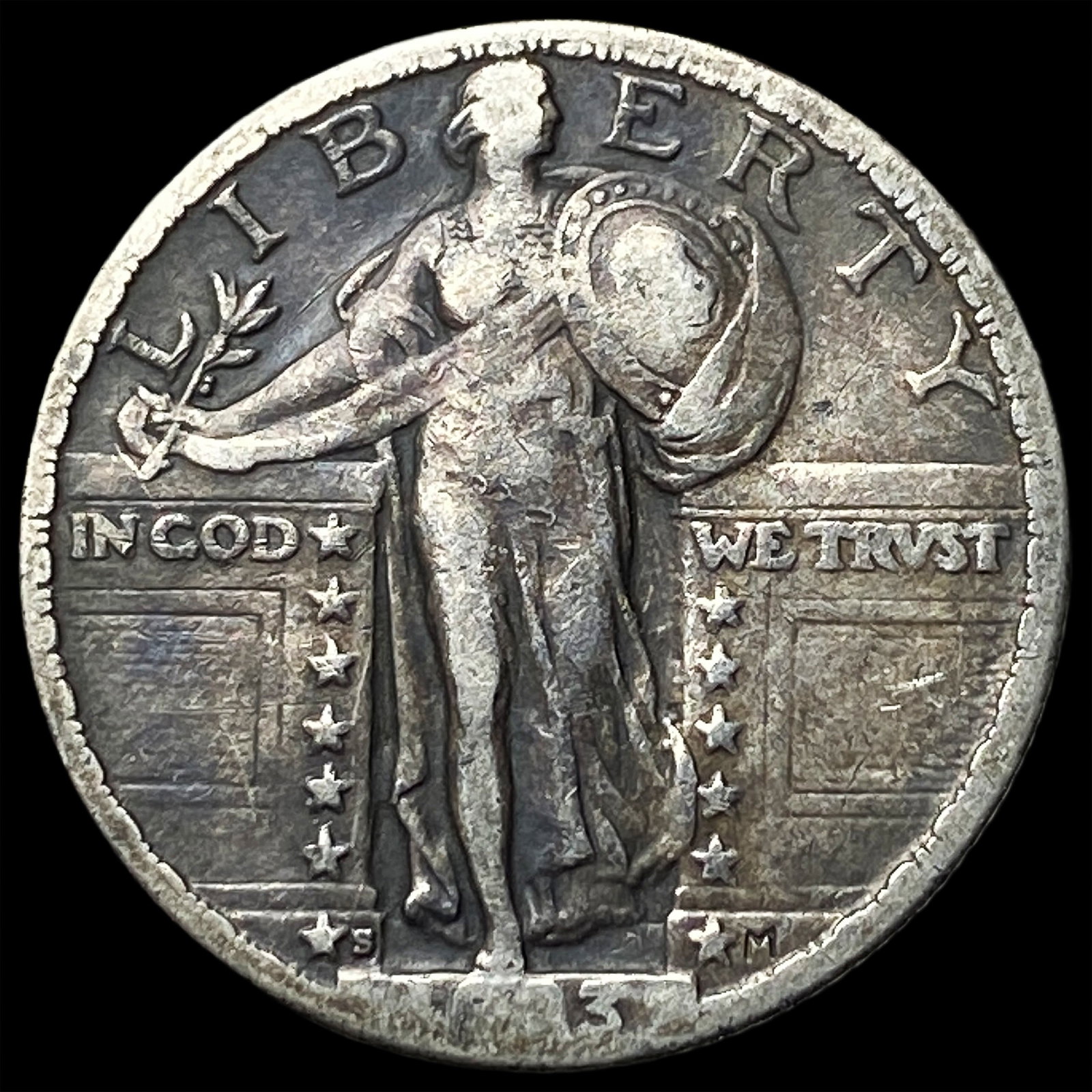 1923-S Silver Standing Liberty Quarter ABOUT UNCIRCULATED: 1923-S Silver Standing Liberty Quarter ABOUT UNCIRCULATED