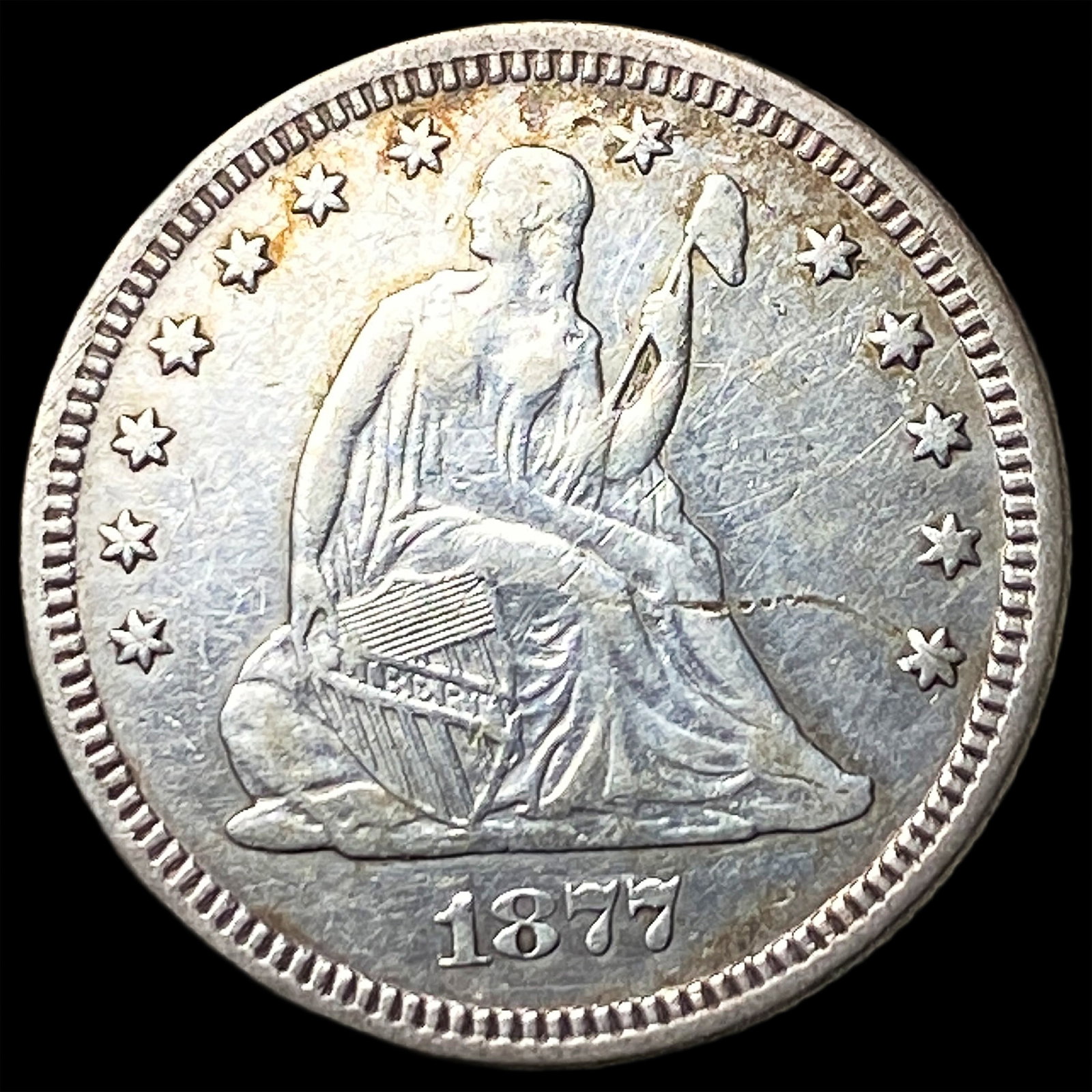 1877 Seated Liberty Quarter NEARLY UNCIRCULATED: 1877 Seated Liberty Quarter NEARLY UNCIRCULATED