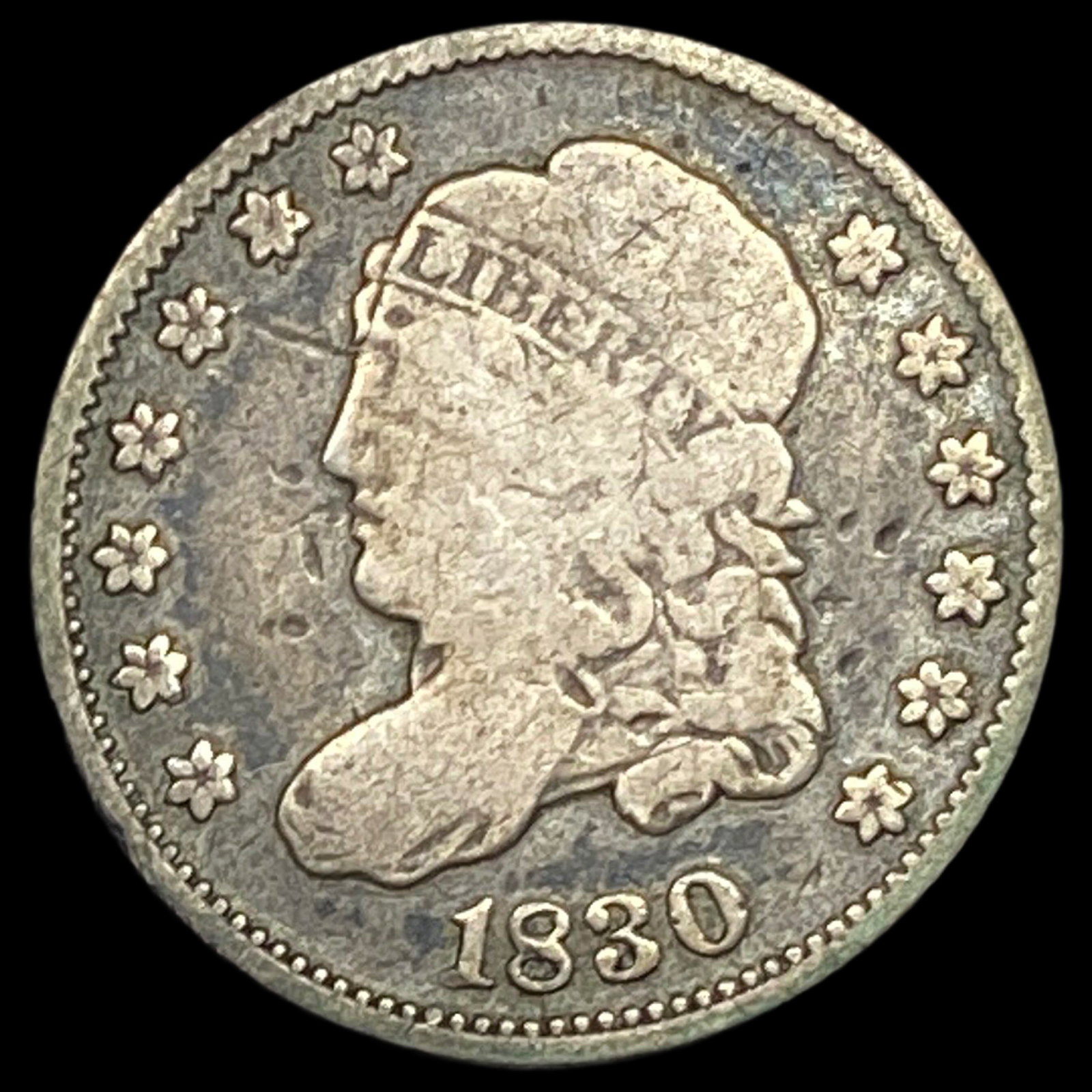 1830 Capped Bust Half Dime NICELY CIRCULATED: 1830 Capped Bust Half Dime NICELY CIRCULATED