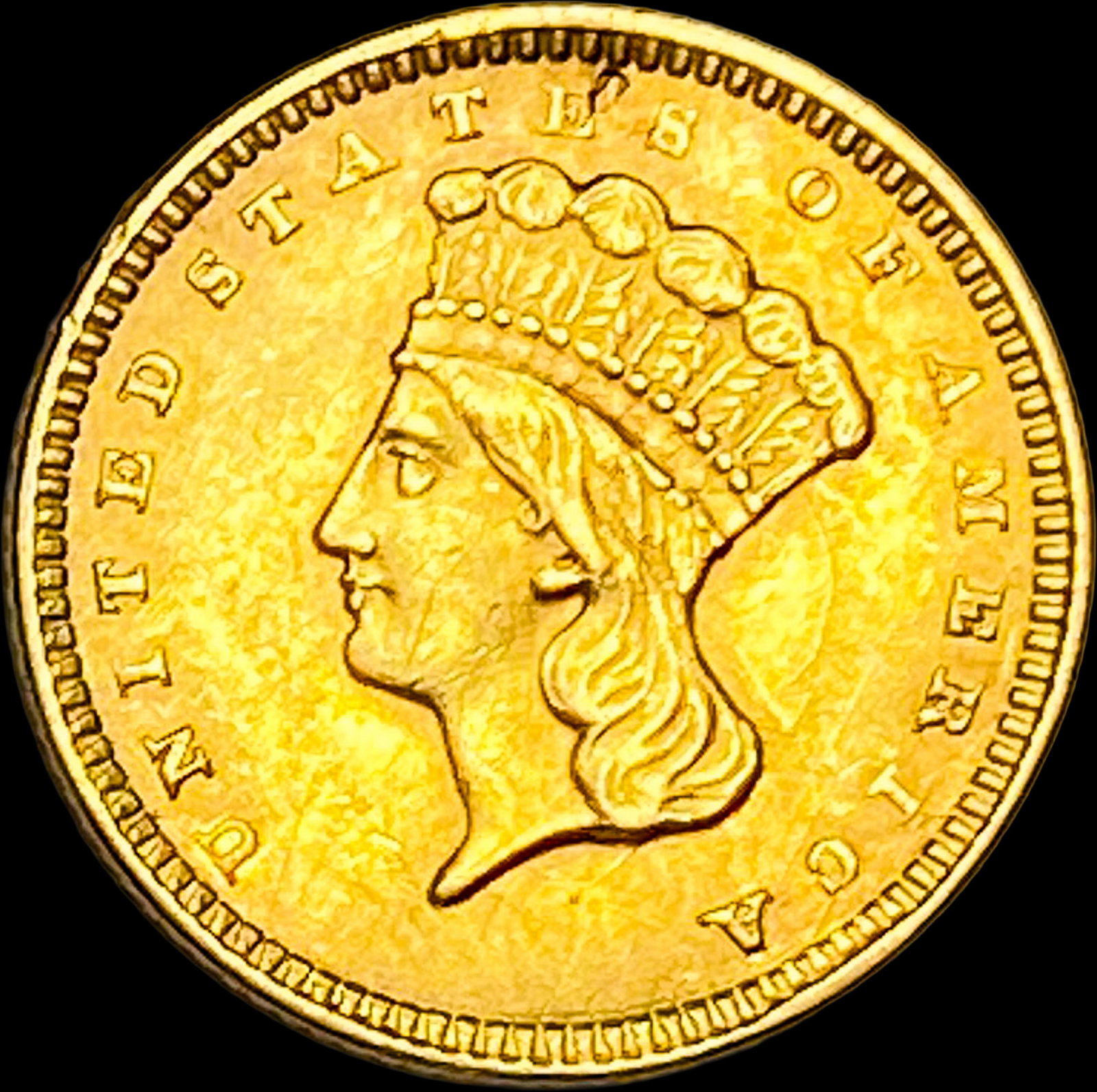 1857 Gold $1 Indian Head Type 3 CLOSELY UNCIRCULATED: 1857 Gold $1 Indian Head Type 3 CLOSELY UNCIRCULATED