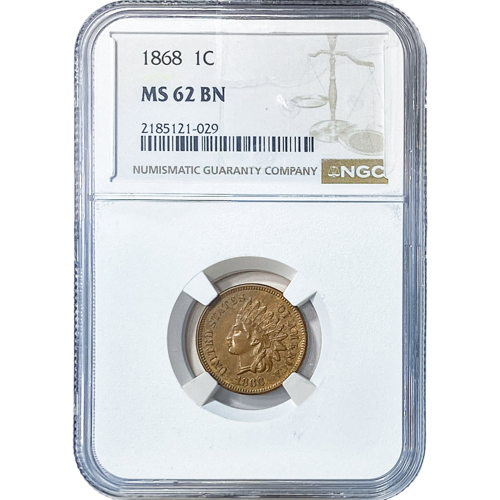 1868 Indian Head Cent NGC MS62 BN (1 of 2)