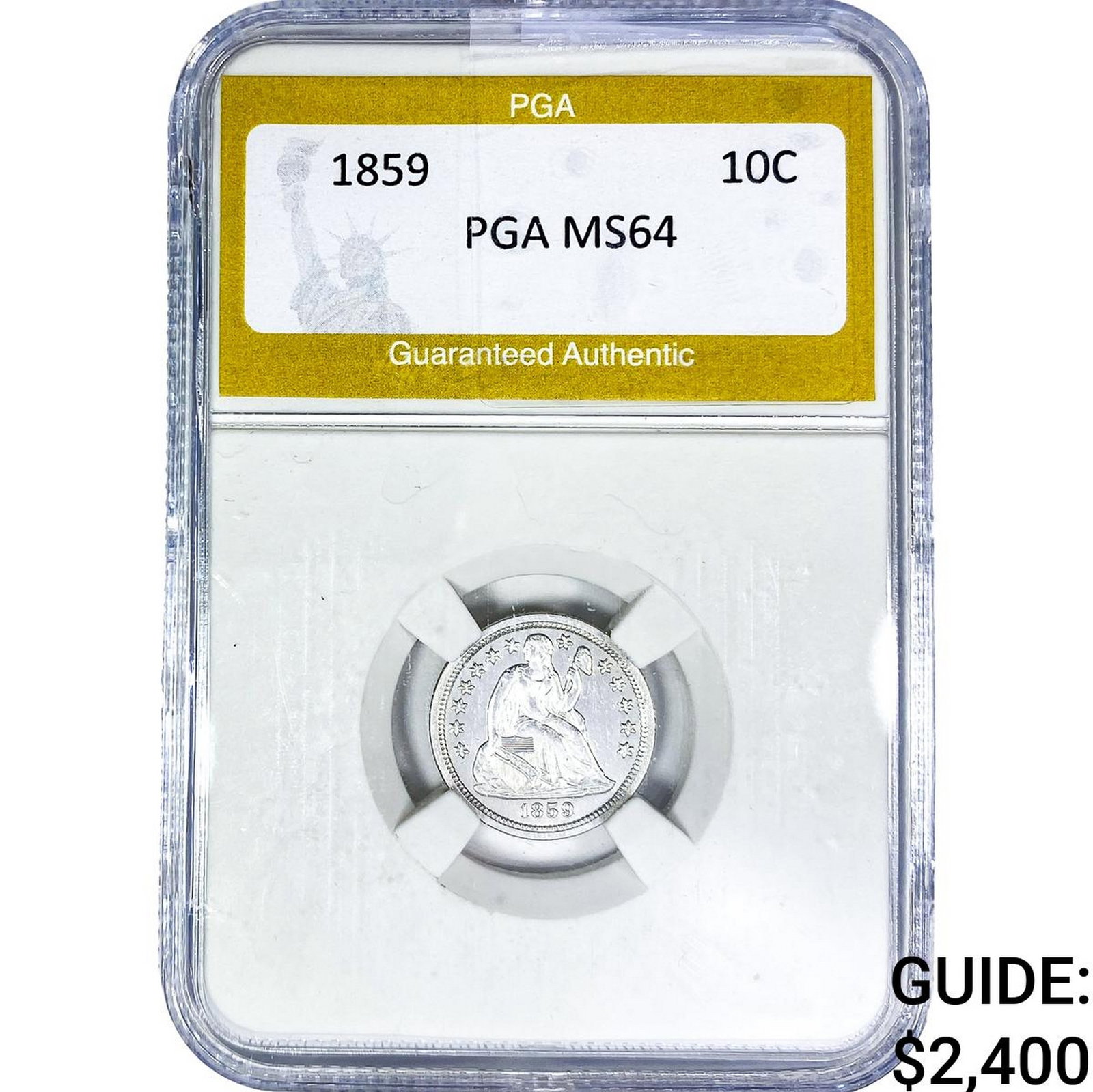 1859 Seated Liberty Dime PGA MS64: 1859 Seated Liberty Dime PGA MS64