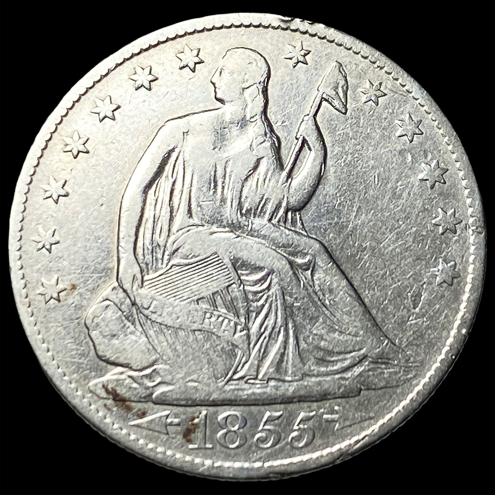 1855-O Arrows Seated Liberty Half Dollar NEARLY UNCIRCULATED (1 of 2)