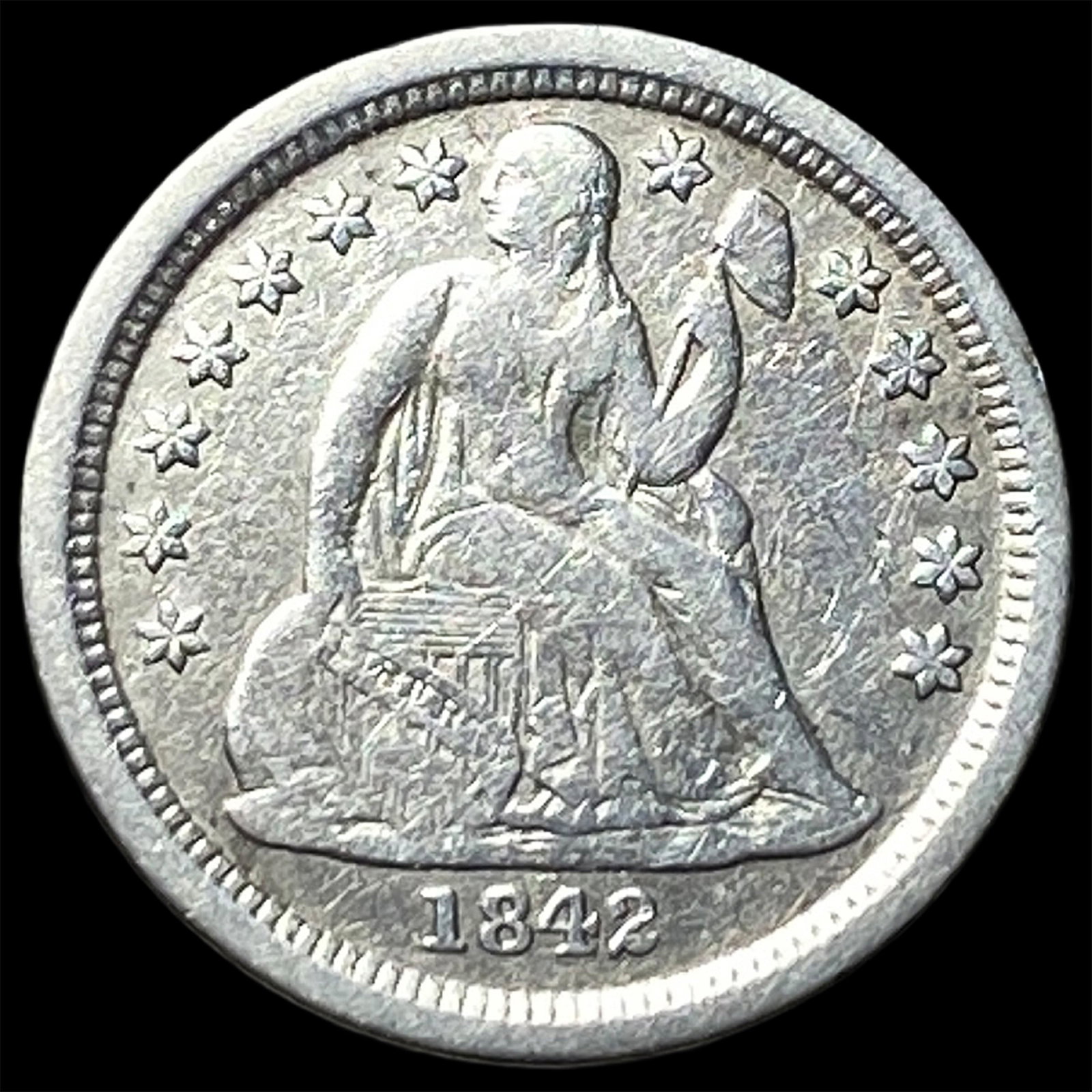 1842-O Silver Seated Liberty Dime HIGH GRADE (1 of 2)