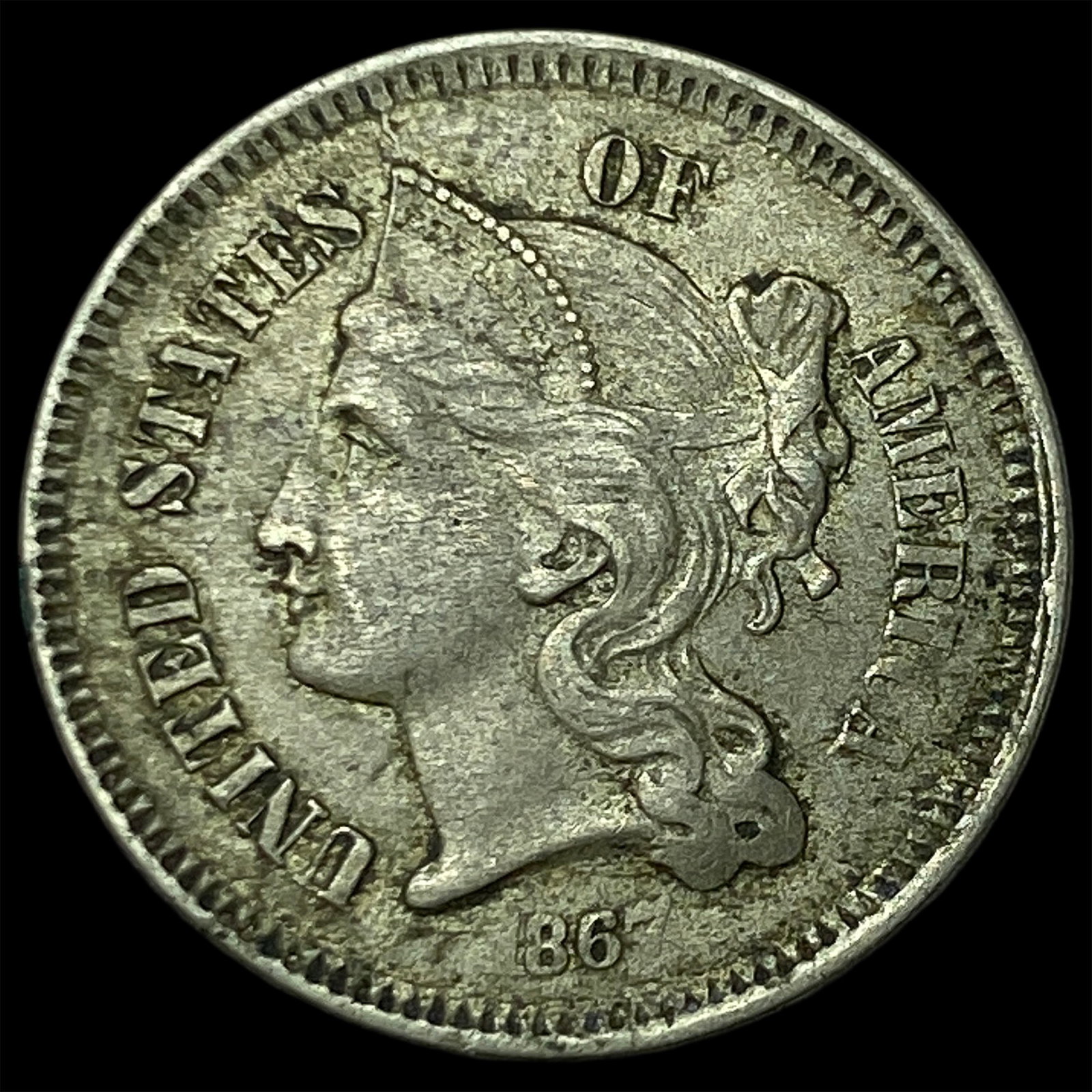 1867 Nickel Three-Cent Piece NEARLY UNCIRCULATED (1 of 2)