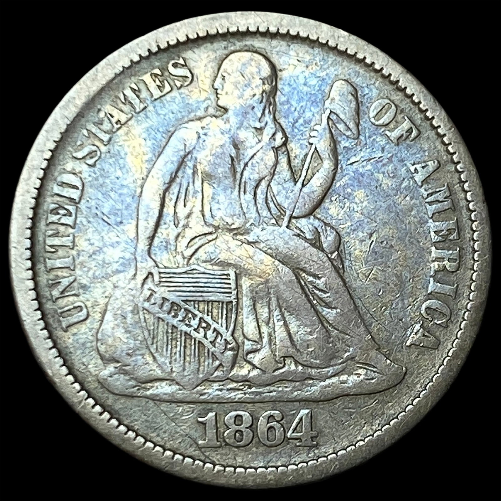 1864-S Silver Seated Liberty Dime LIGHTLY CIRCULATED (1 of 2)