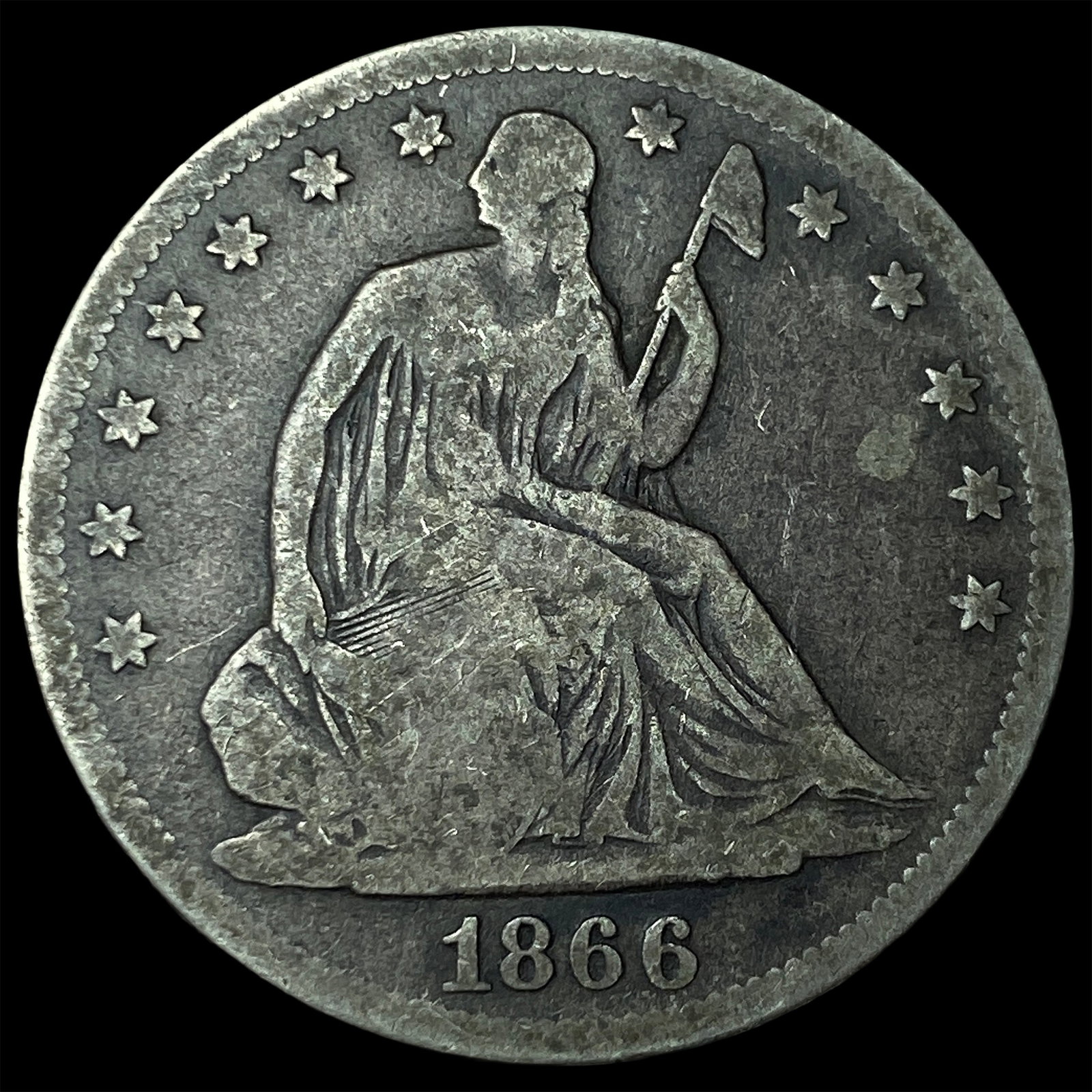 1866-S Seated Liberty Half Dollar LIGHTLY CIRCULATED: 1866-S Seated Liberty Half Dollar LIGHTLY CIRCULATED