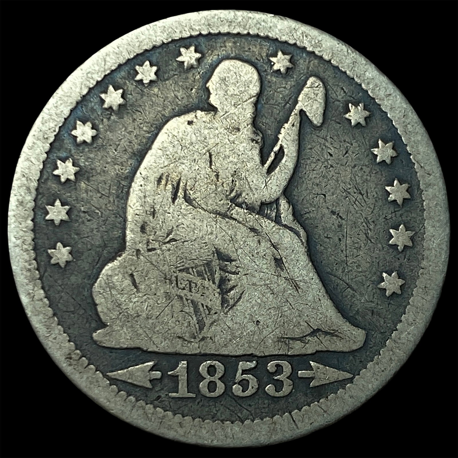 1853 Arrows Seated Liberty Quarter LIGHTLY CIRCULATED (1 of 2)