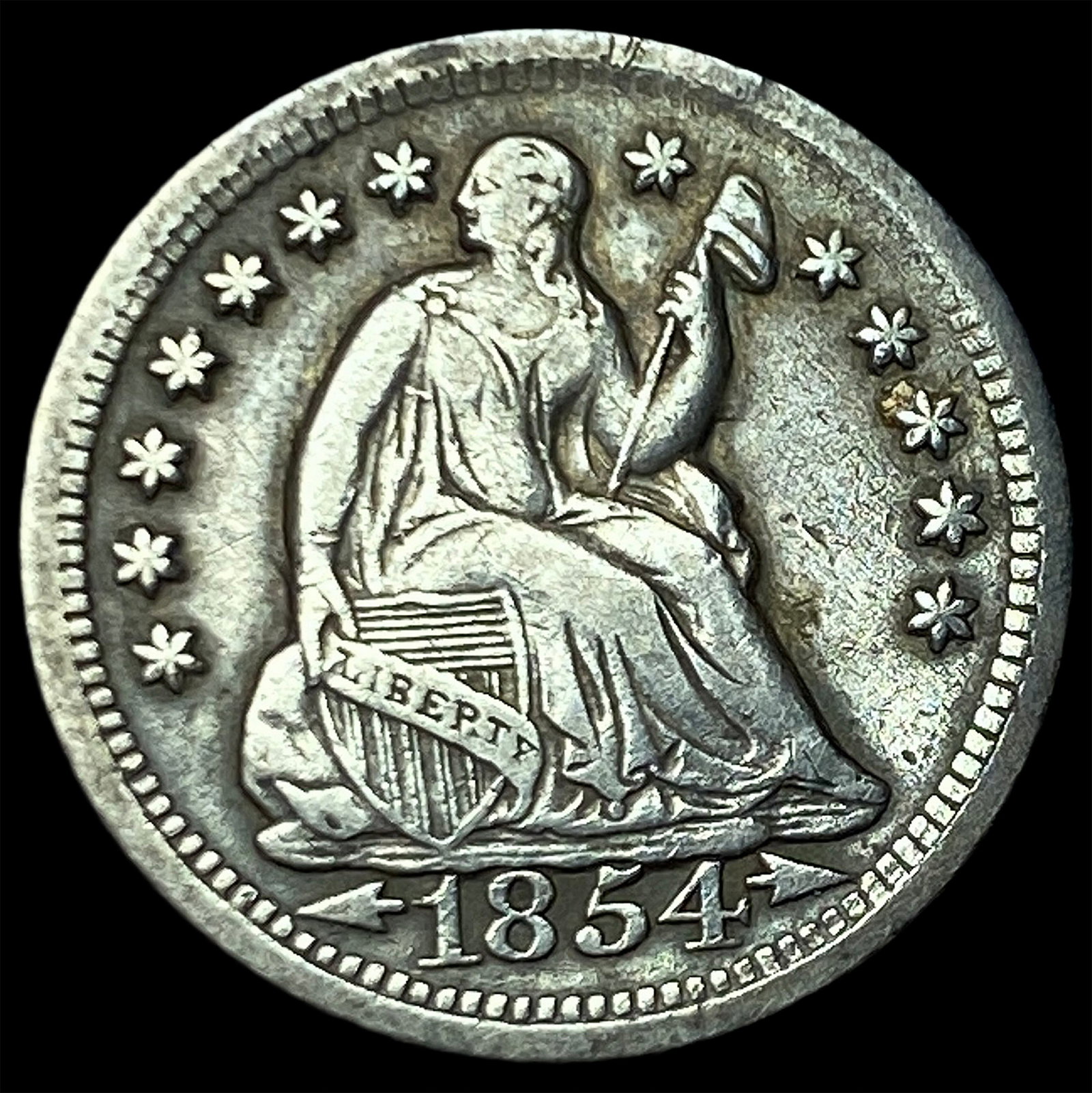 1854-O Silver Half Dime NEARLY UNCIRCULATED (1 of 2)