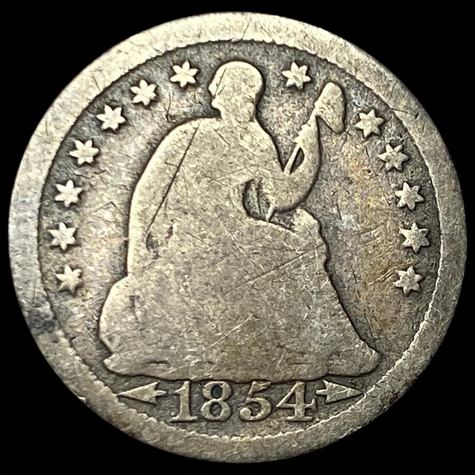 1854 Arrows Seated Liberty Half Dime LIGHTLY CIRCULATED (1 of 2)