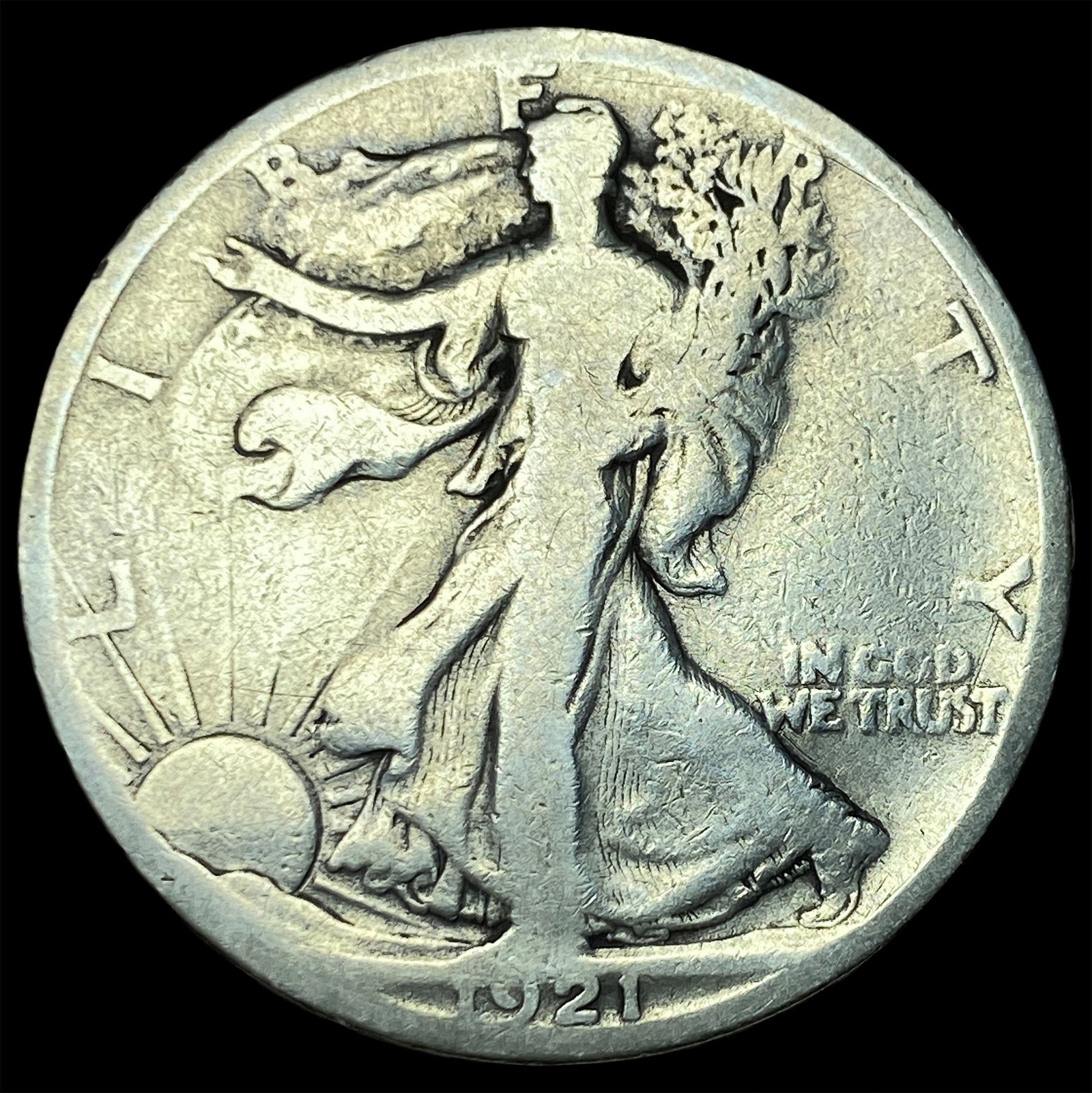 1921-S Silver Walking Liberty Half Dollar NICELY CIRCULATED: 1921-S Silver Walking Liberty Half Dollar NICELY CIRCULATED