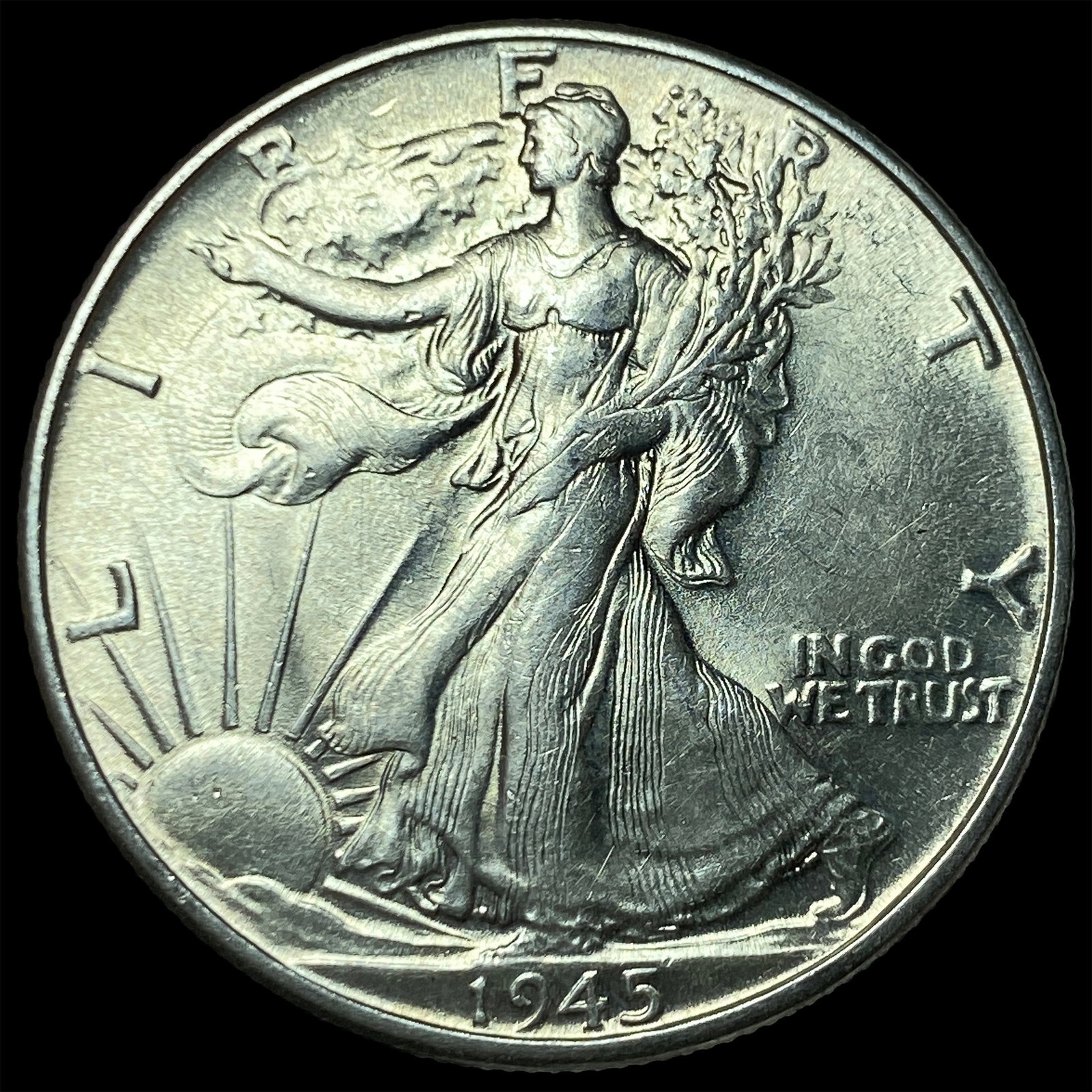 1945-S Silver Walking Liberty Half Dollar NICELY CIRCULATED: 1945-S Silver Walking Liberty Half Dollar NICELY CIRCULATED