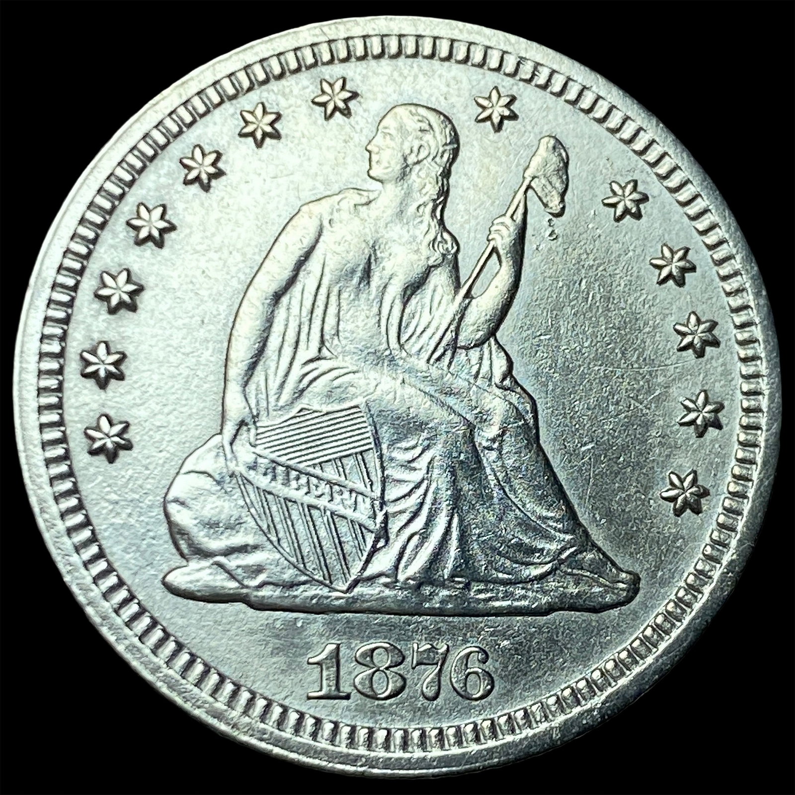 1876-CC Silver Quarter Dollar CHOICE AU: 1876-CC Silver Quarter Dollar CHOICE AU