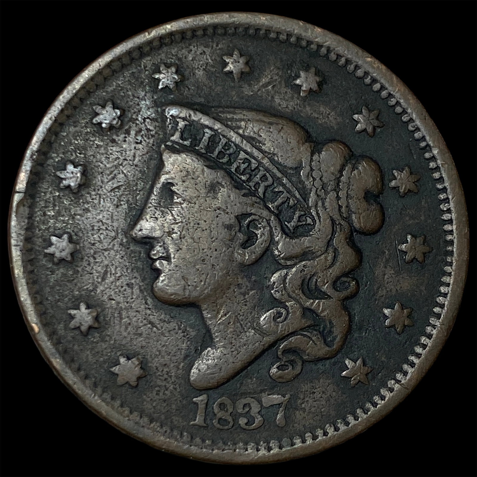 1837 Coronet Head Large Cent LIGHTLY CIRCULATED (1 of 2)