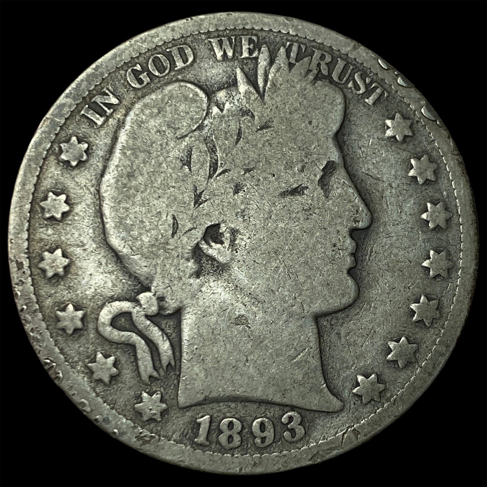1893 Silver Half Dollar (Barber) LIGHTLY CIRCULATED (1 of 2)