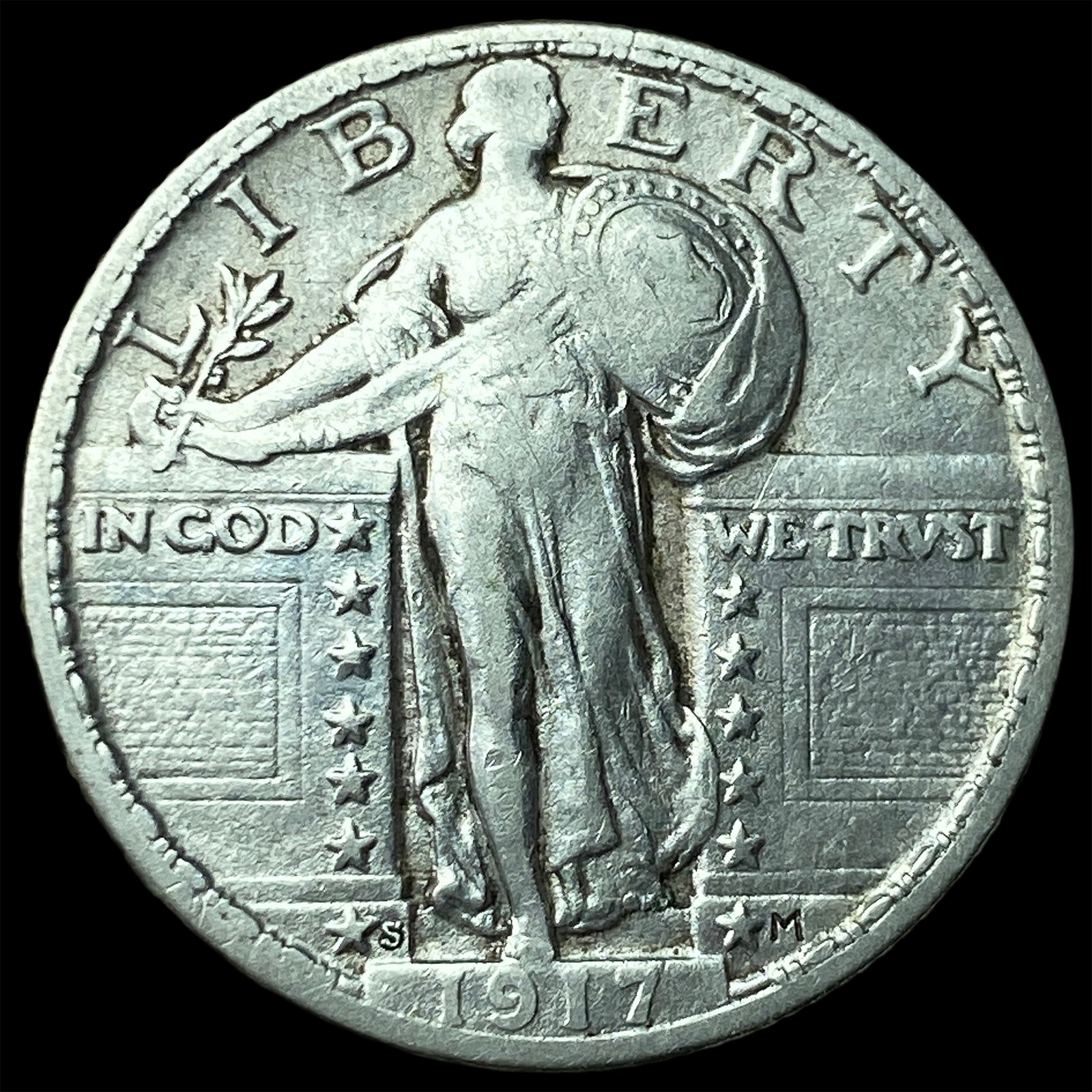 1917-S Silver Standing Liberty Quarter LIGHTLY CIRCULATED (1 of 2)