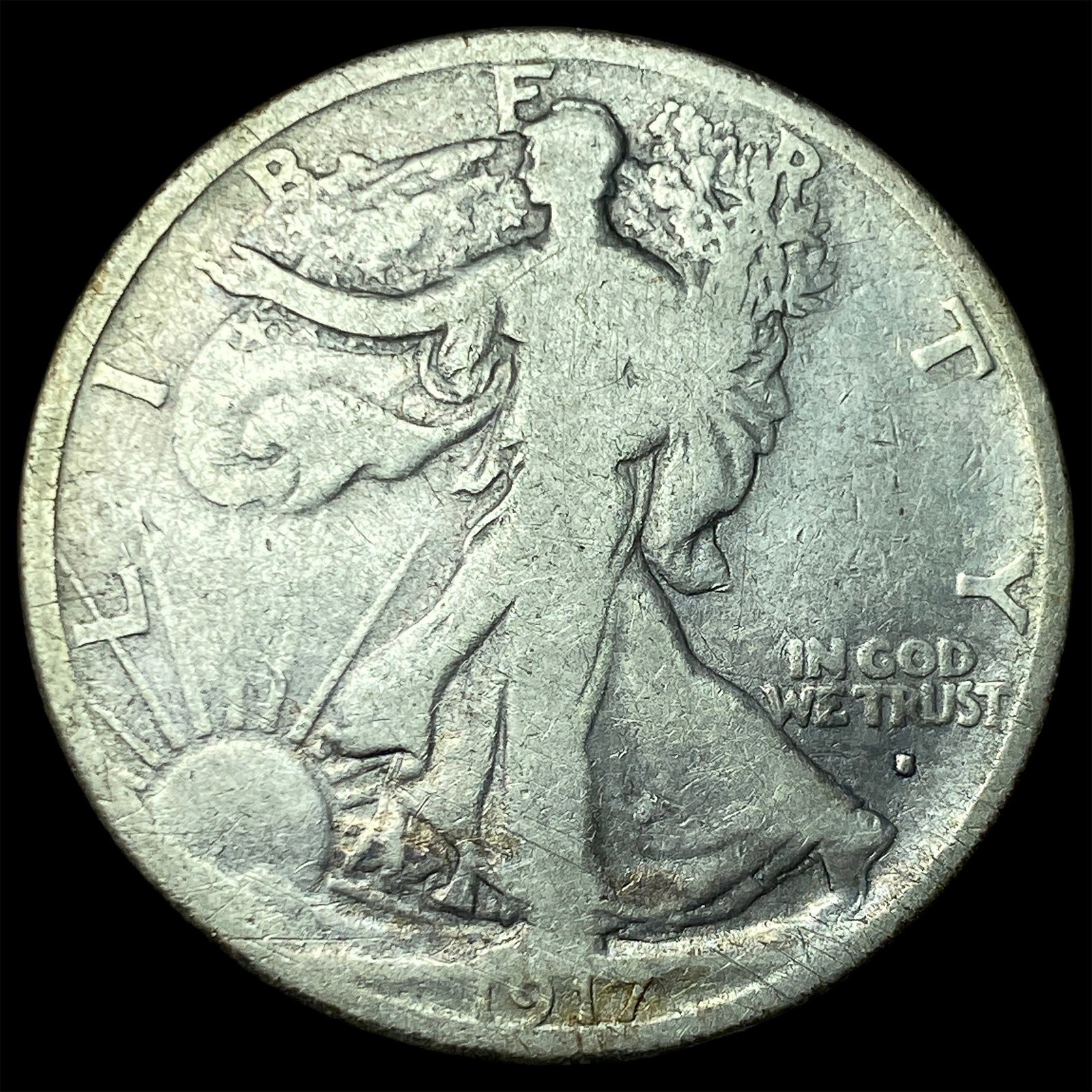1917-S Silver Walking Liberty Half Dollar LIGHTLY CIRCULATED (1 of 2)