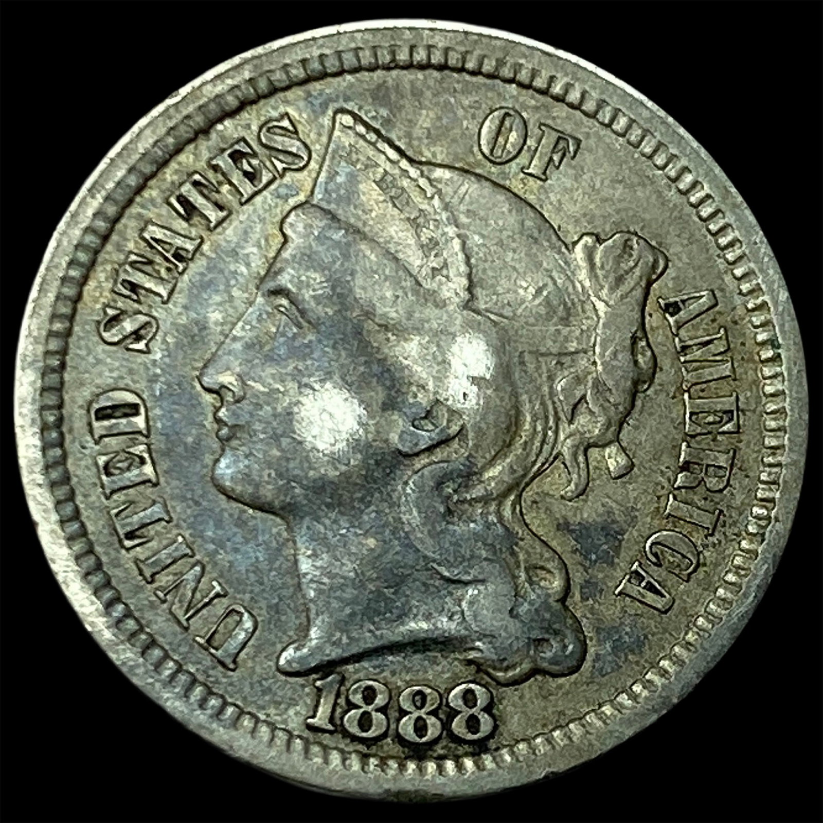 1888 Nickel Three-Cent Piece CLOSELY UNCIRCULATED: 1888 Nickel Three-Cent Piece CLOSELY UNCIRCULATED