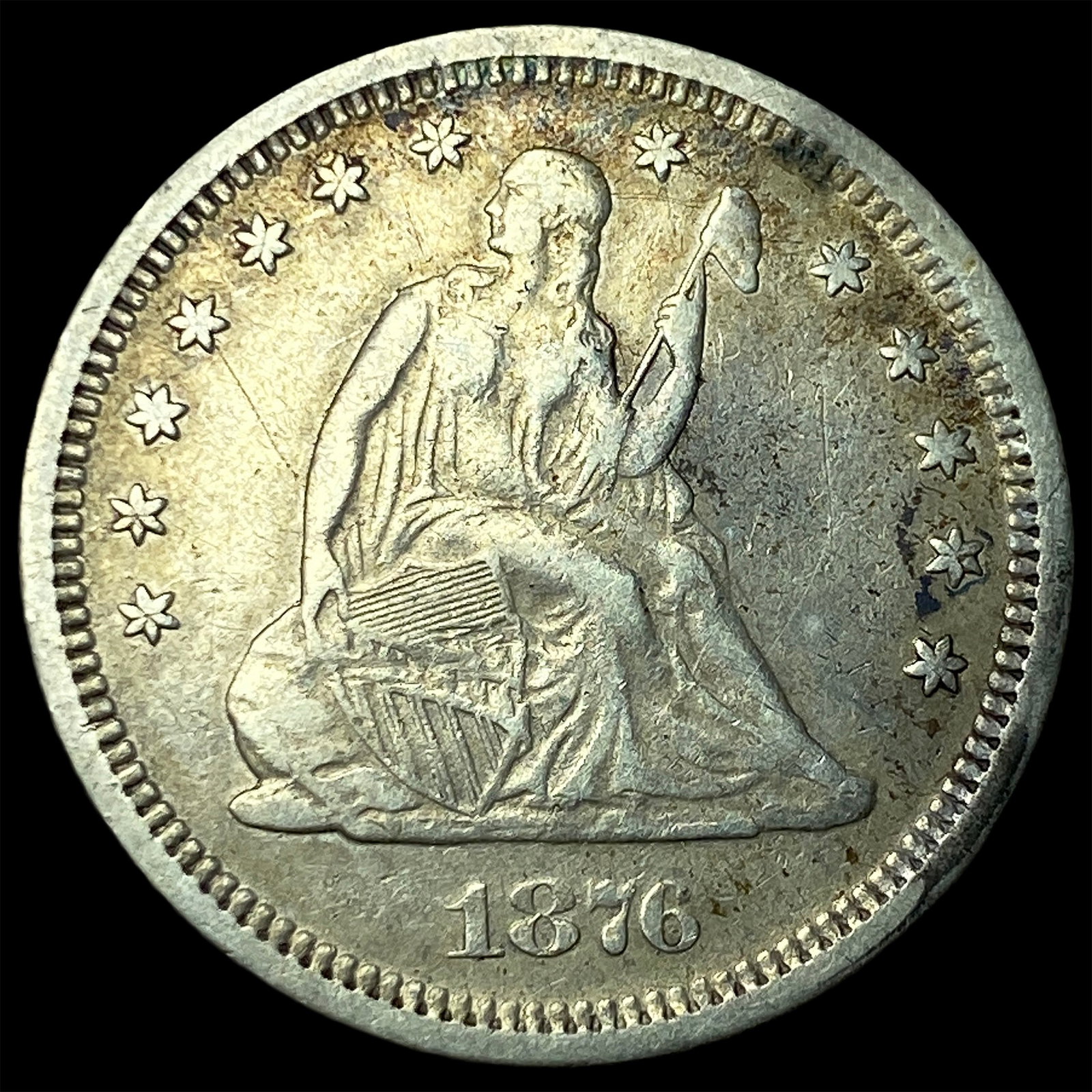 1876-S Silver Seated Liberty Quarter CLOSELY UNCIRCULATED: 1876-S Silver Seated Liberty Quarter CLOSELY UNCIRCULATED
