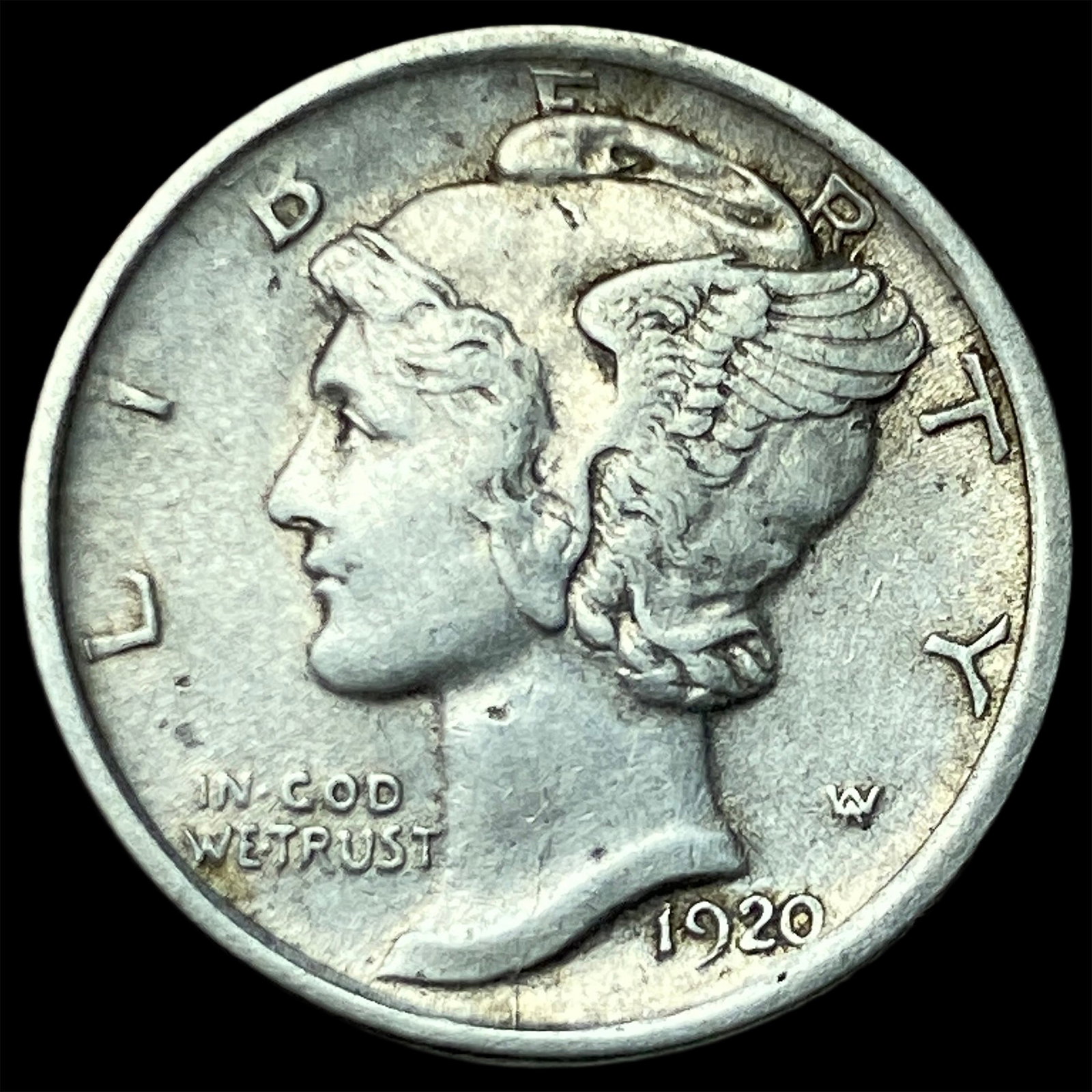 1920-D Silver Mercury Dime CLOSELY UNCIRCULATED: 1920-D Silver Mercury Dime CLOSELY UNCIRCULATED