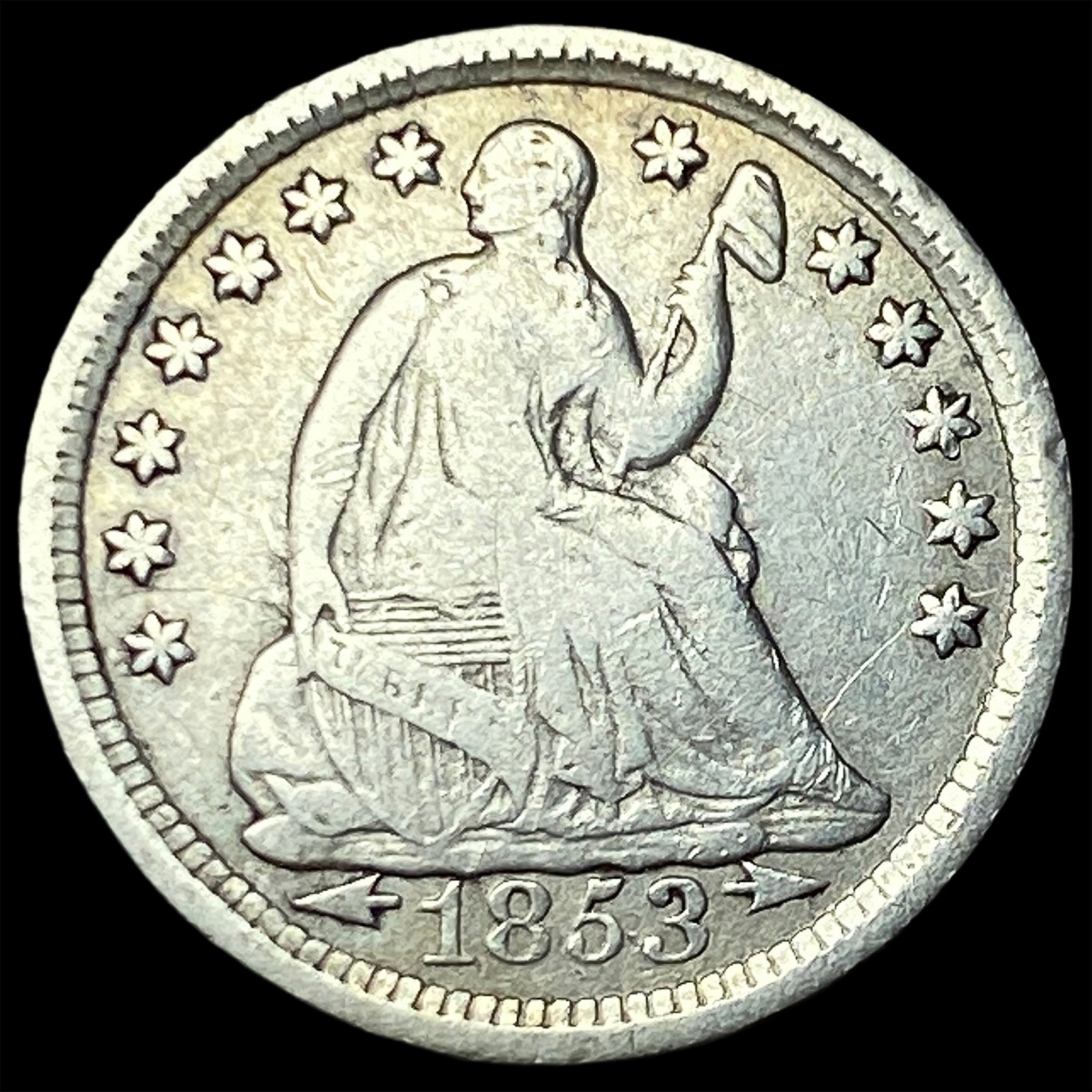 1853 Arrows Seated Liberty Half Dime LIGHTLY CIRCULATED (1 of 2)