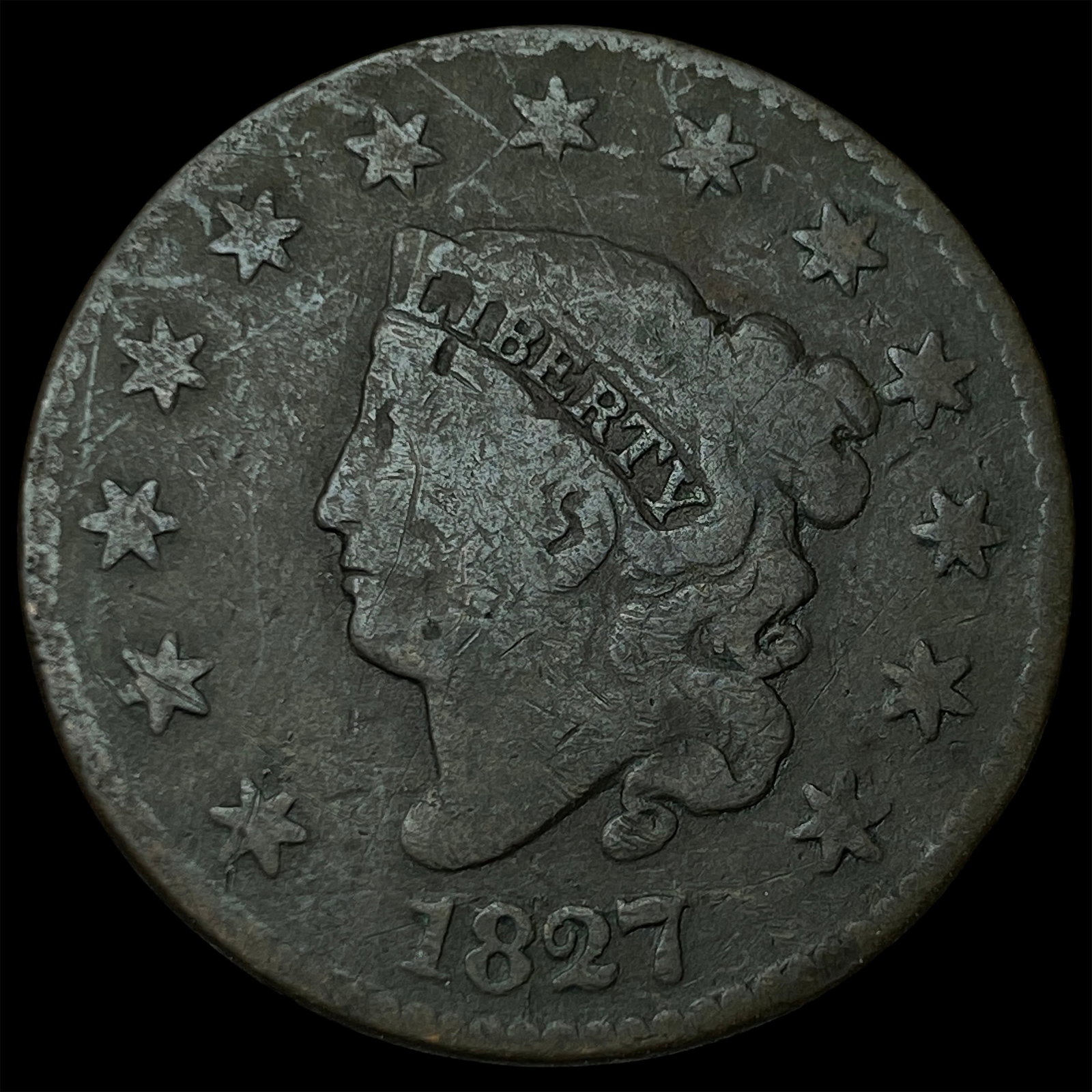 1827 Coronet Head Large Cent NICELY CIRCULATED (1 of 2)
