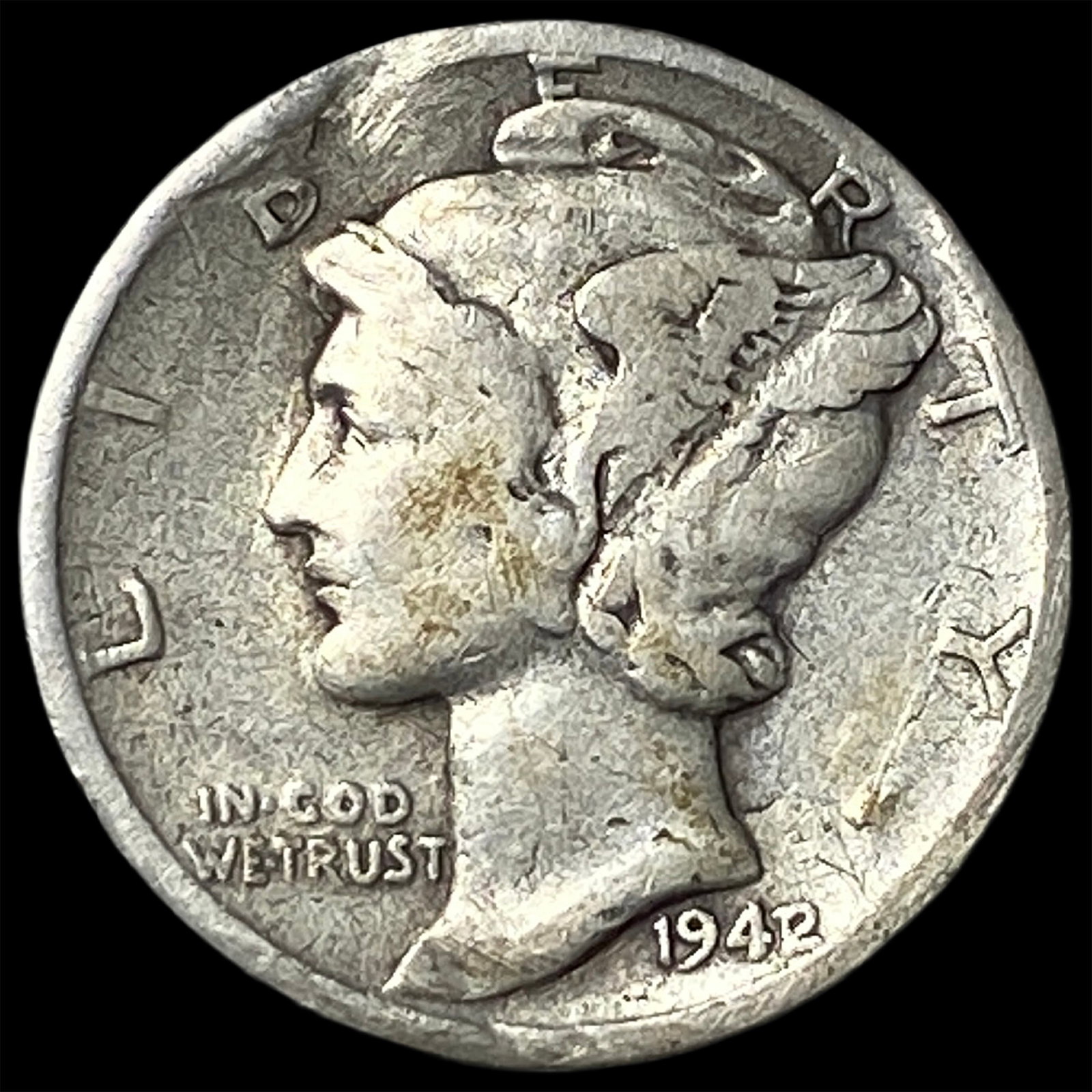1942 Silver Mercury Dime LIGHTLY CIRCULATED: 1942 Silver Mercury Dime LIGHTLY CIRCULATED