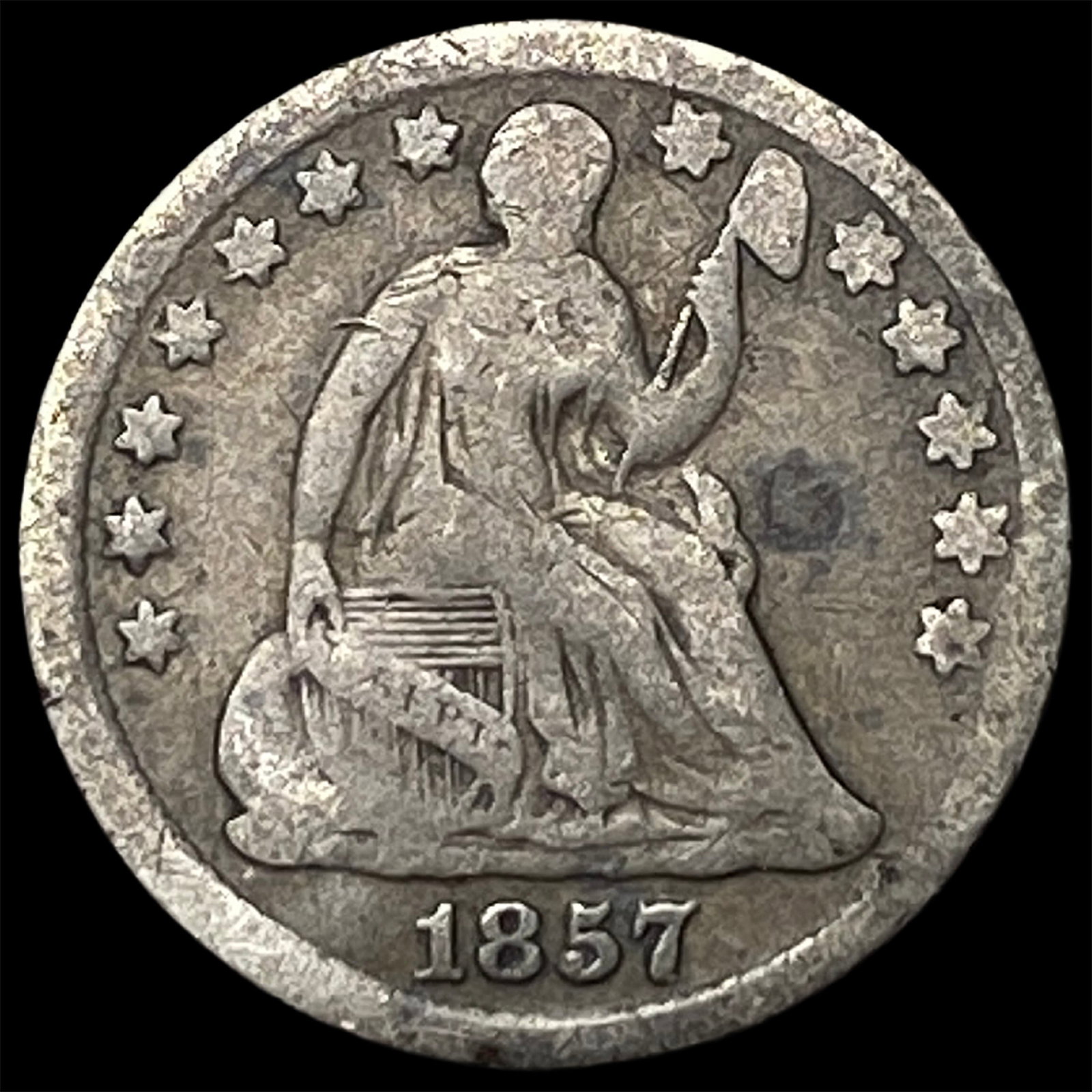 1857 Silver Half Dime NICELY CIRCULATED (1 of 2)